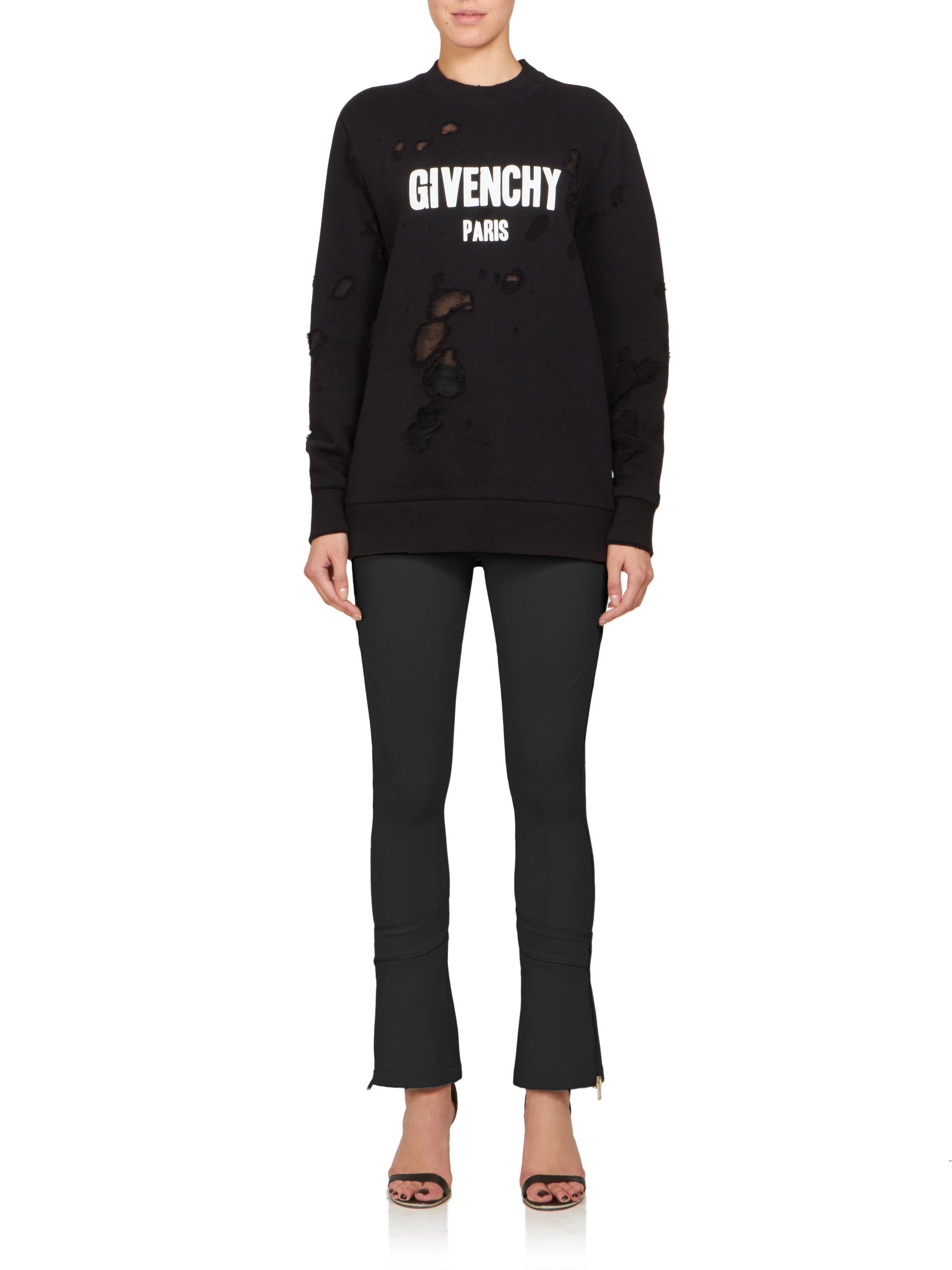 Givenchy Black Destroyed Logo Sweatshirt Size L / US 10 / IT 46 - 3 Thumbnail