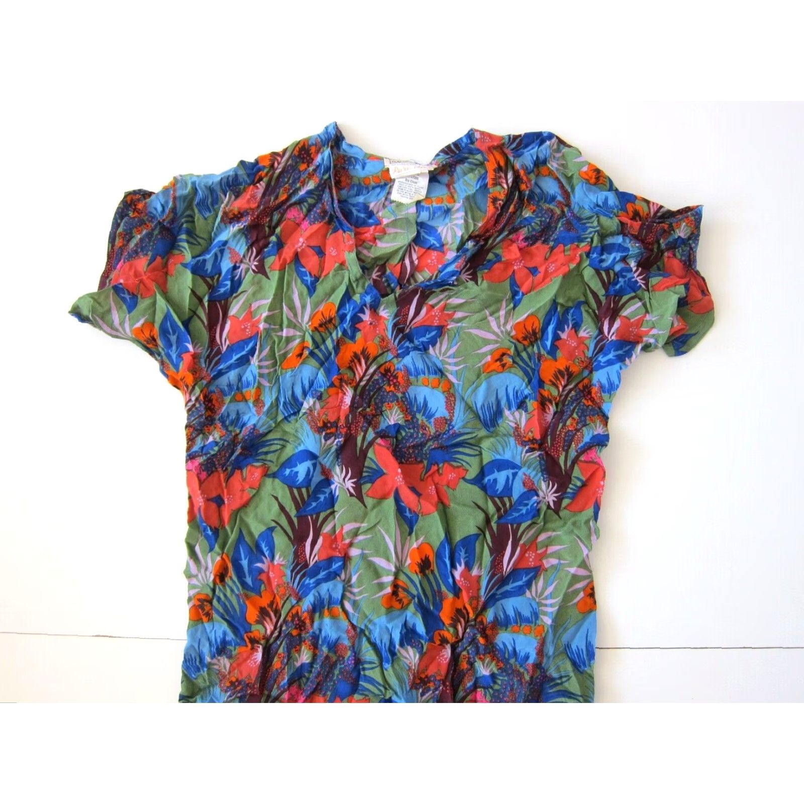 Vintage Vintage Back Street Silk Floral Short Sleeve Tunic Dress S-M Size 32" / US 10 / IT 46 - 5 Thumbnail
