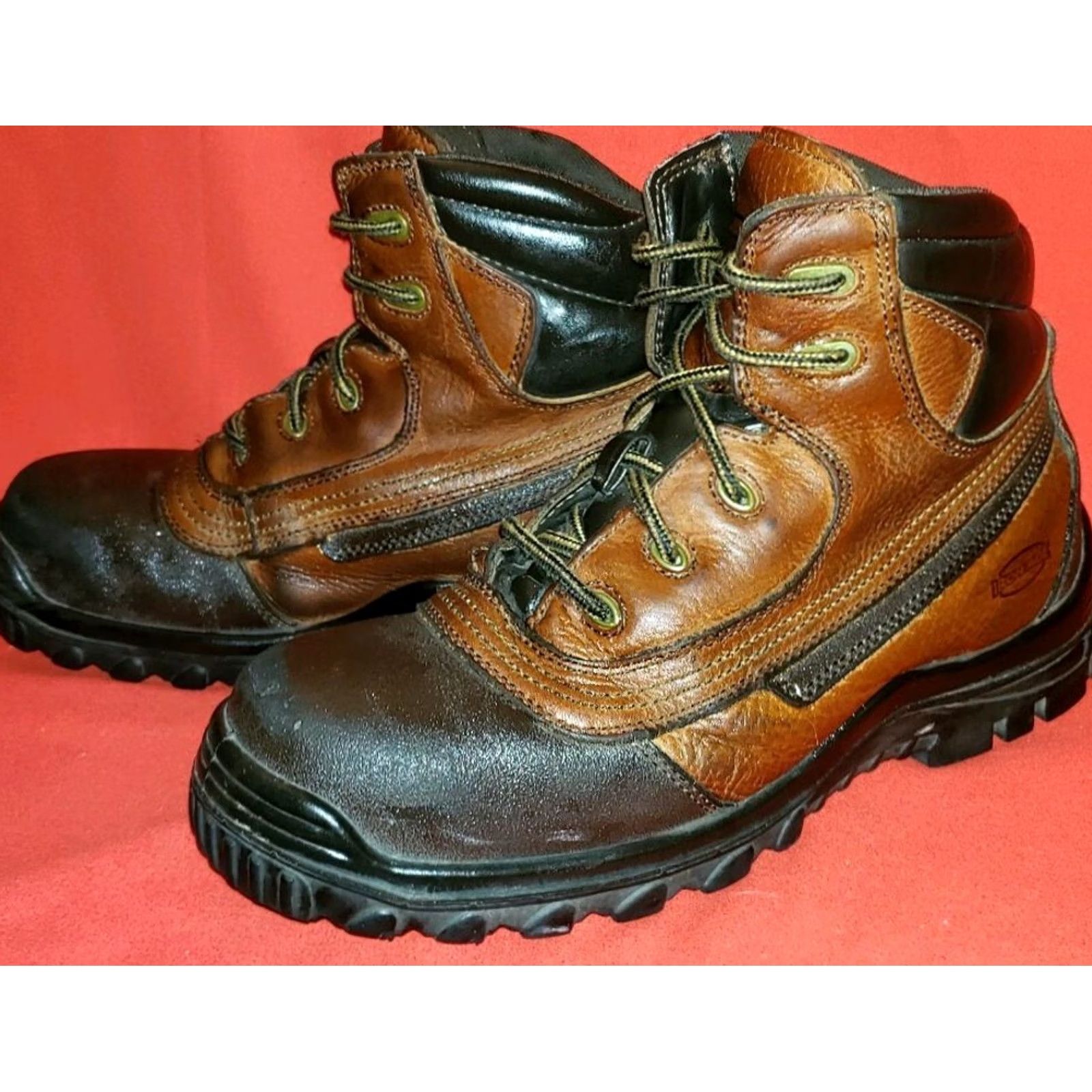 Vintage Iron Age Men's Steel Toe Work Boots 10M Brown Leather Padded Collar Tough Toe Shoes Heel Boot Size US 10 / EU 43 - 4 Thumbnail