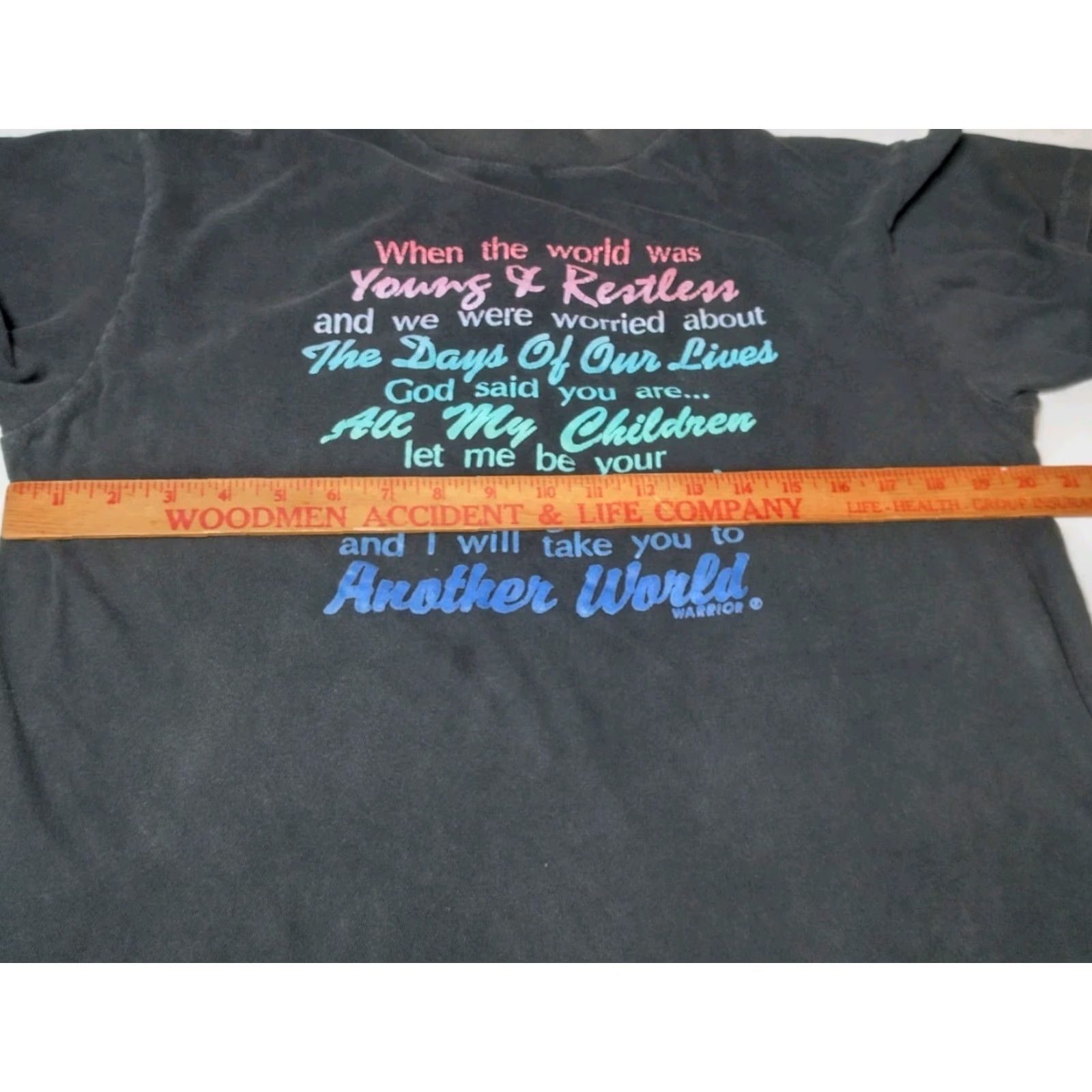 Vintage VINTAGE Warrior Soap Opera Shirt Large Black Short Sleeve Crew Neck Men’s T-Shirt Distressed Graphic Daytime TV Size US L / EU 52-54 / 3 - 5 Thumbnail