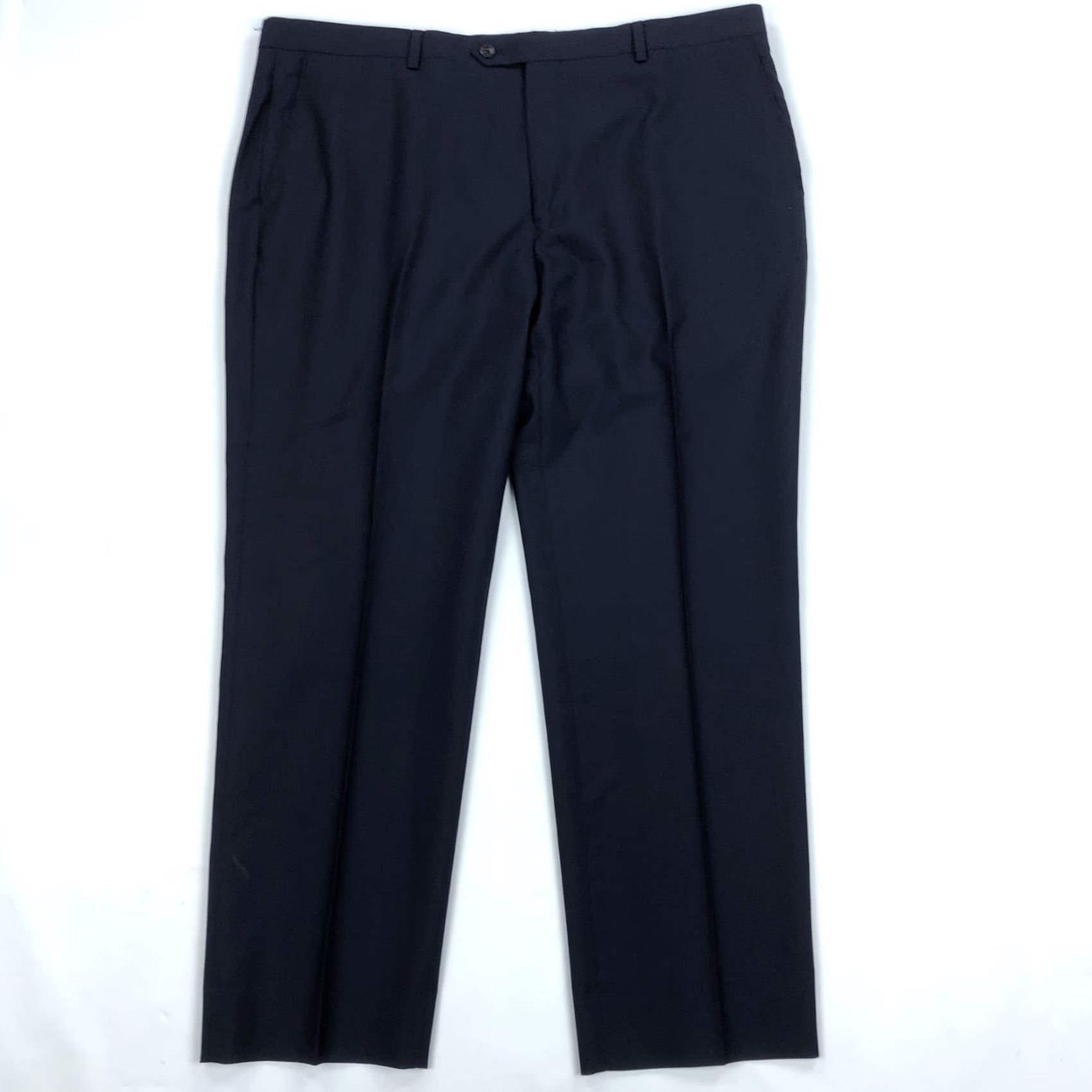 Vintage Jos A. Bank Reserve Vitale Barberis Canonico 100% Wool Dress Pants Navy 40R Men's Straight Flat Front Classic Formal Business Casual Dress Pants Men Size US 40 / EU 56 - 2 Thumbnail