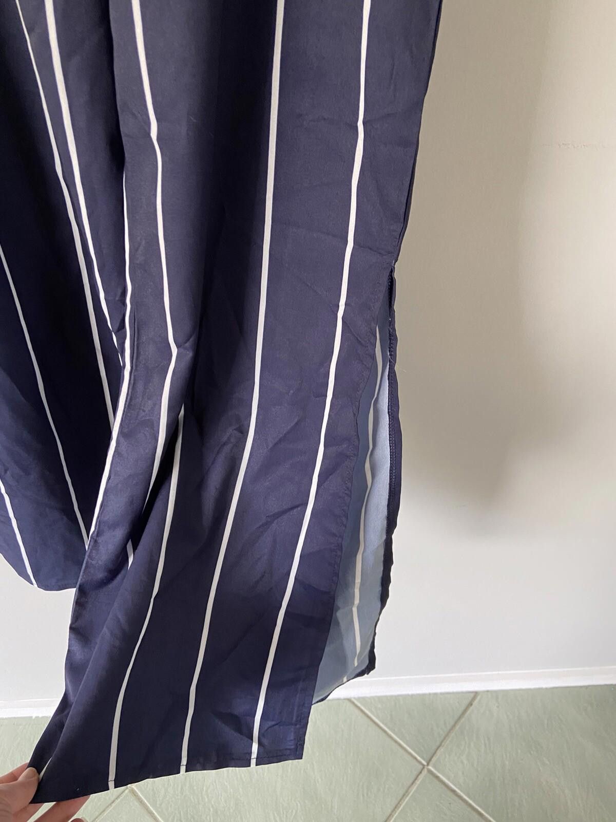 Designer Zaful Blue White Stripped Pants w Side Split NEW - Sz XL Size 40" / US 18 - 5 Thumbnail