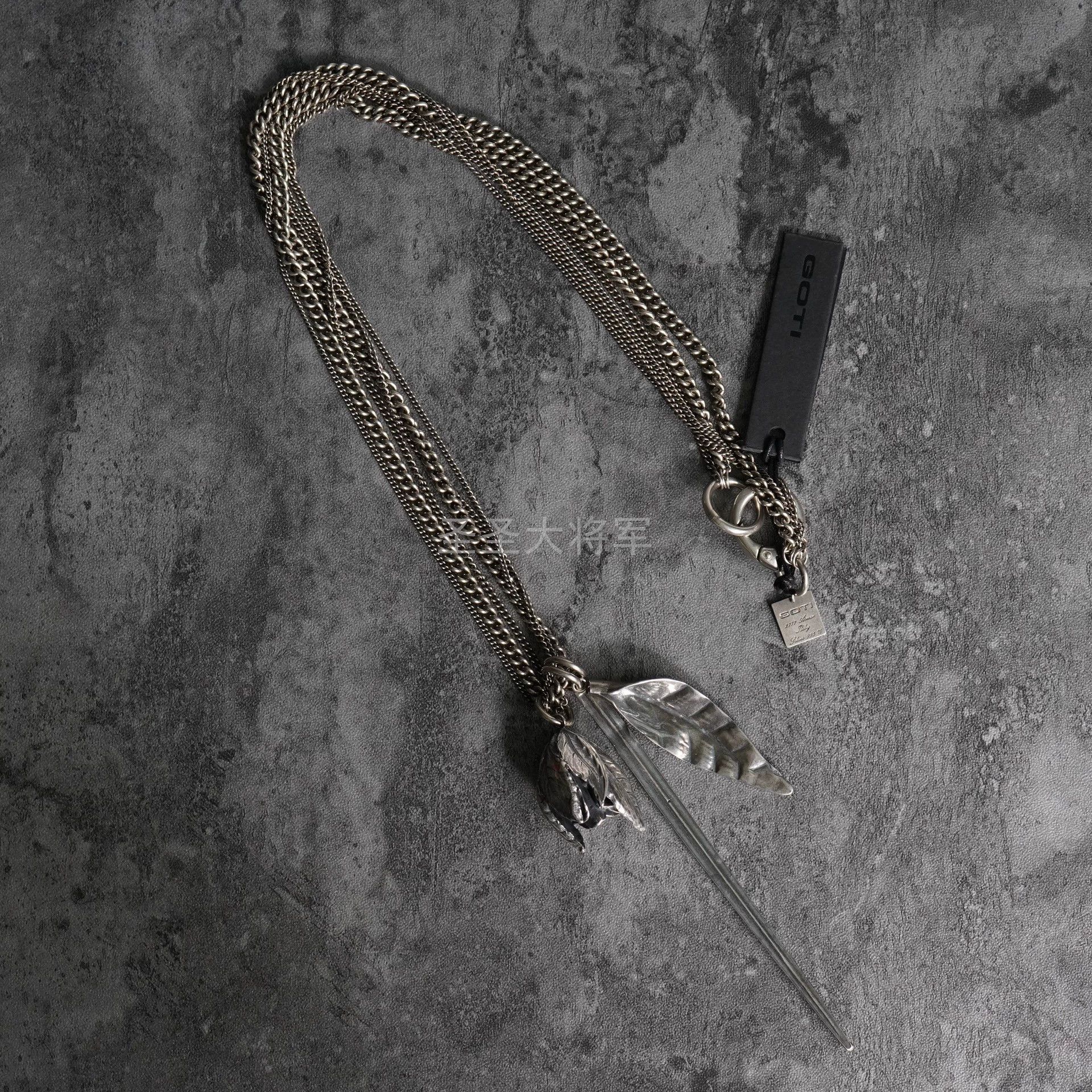 Goti Goti Dark Leaf Bud Layered Silver Necklace Size ONE SIZE - 2 Thumbnail