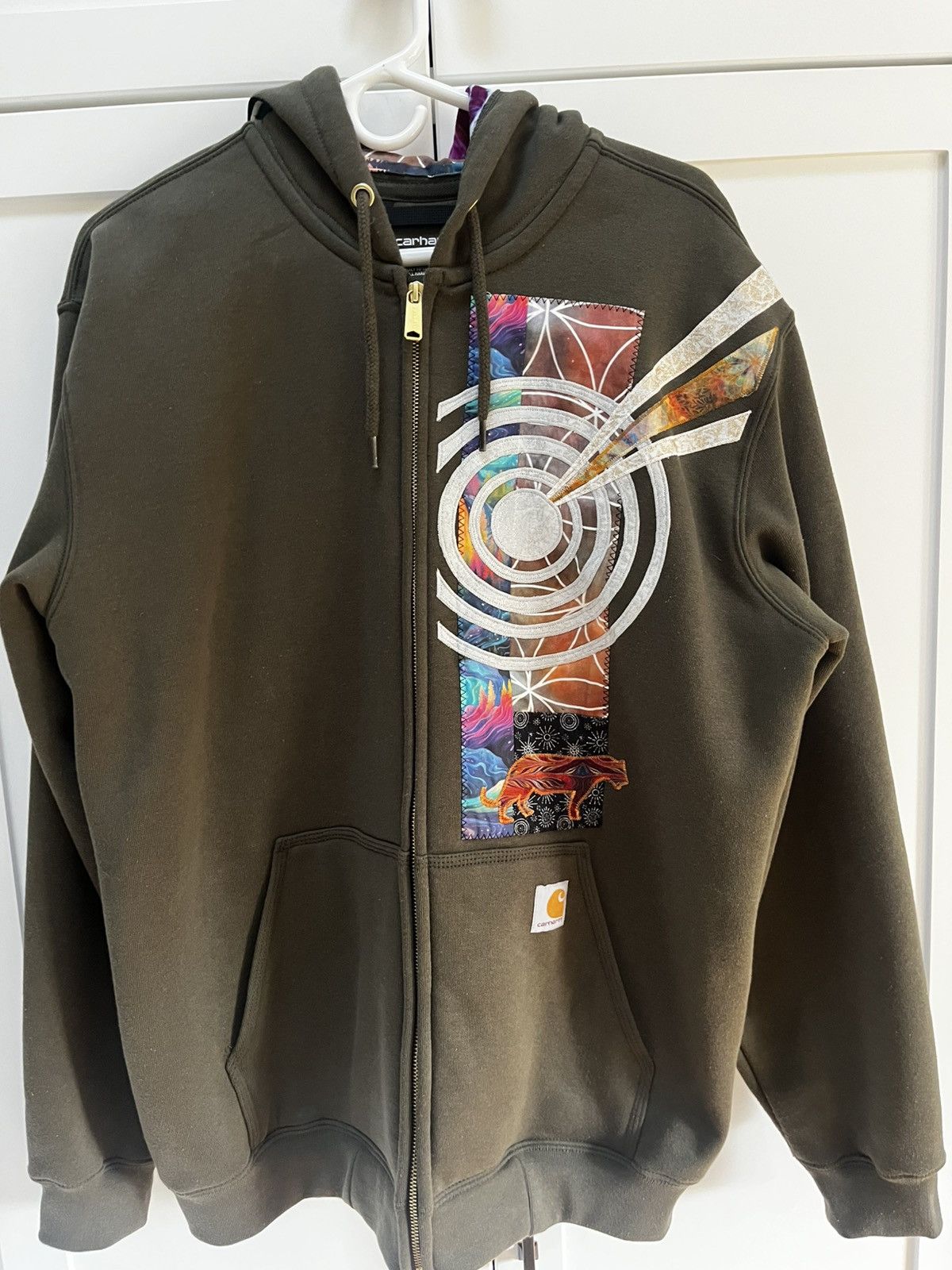 Carhartt Custom Embroidered Psychedelic Carhartt Hoodie (1/1) Size US L / EU 52-54 / 3 - 1 Thumbnail
