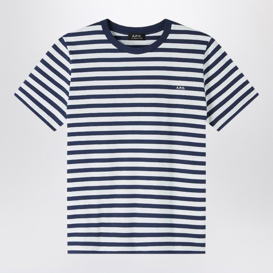 A.P.C. o1d2blof0226 Crew-neck T-Shirt in White/ Blue Size US XL / EU 56 / 4 - 1 Thumbnail