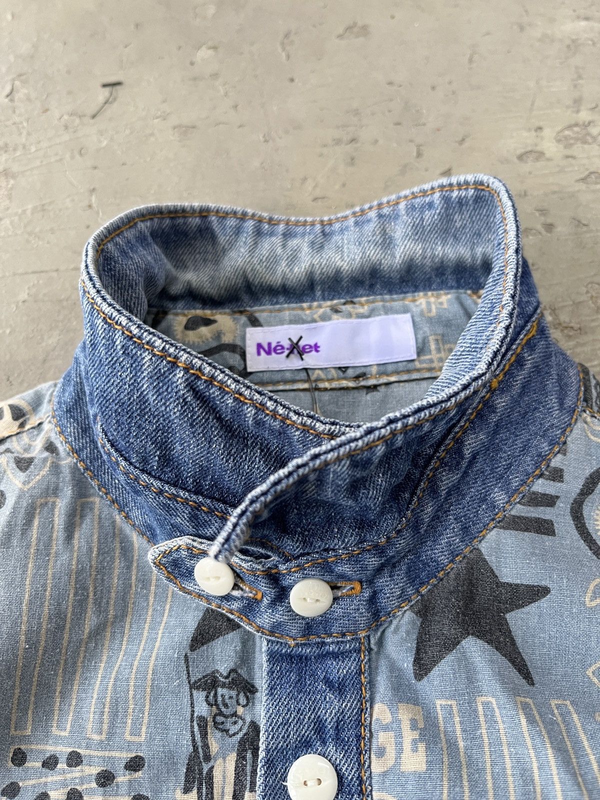 Issey Miyake Ne Net Cat Paisley Indigo Denim Long Sleeve Button Up Shirt Size US L / EU 52-54 / 3 - 9 Thumbnail