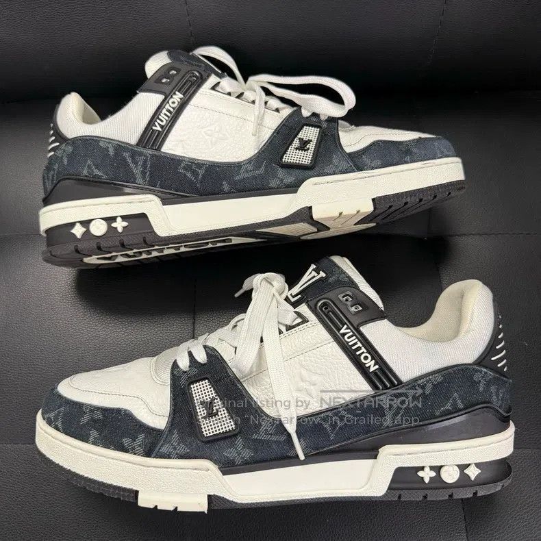 Louis Vuitton Louis Vuitton Trianer black and white denim low-cut board Size US 9 / EU 42 - 5 Thumbnail