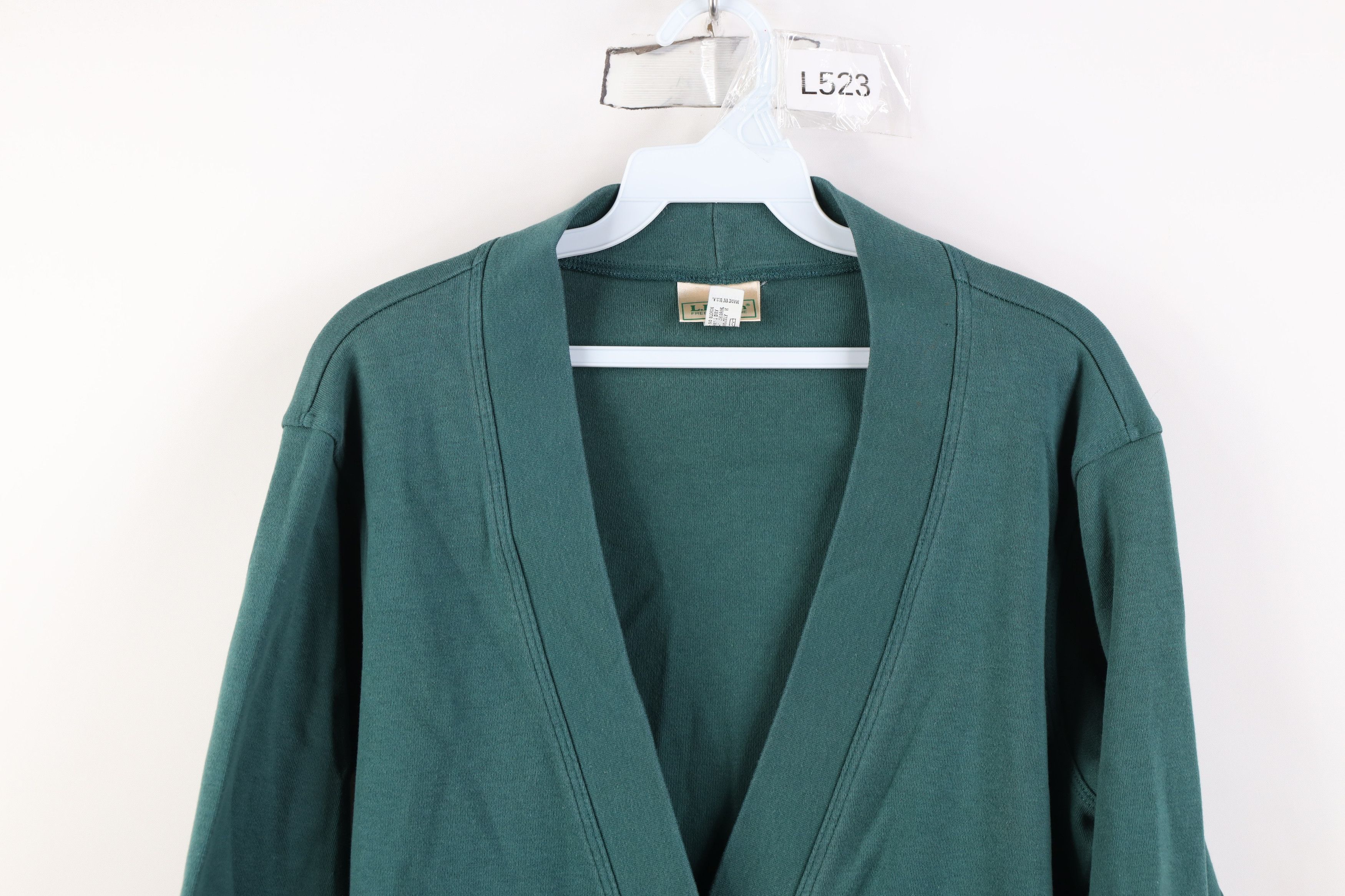 L.L. Bean Vintage 90s LL Bean Blank Cotton Cardigan Sweater Green USA Size M / US 6-8 / IT 42-44 - 2 Thumbnail