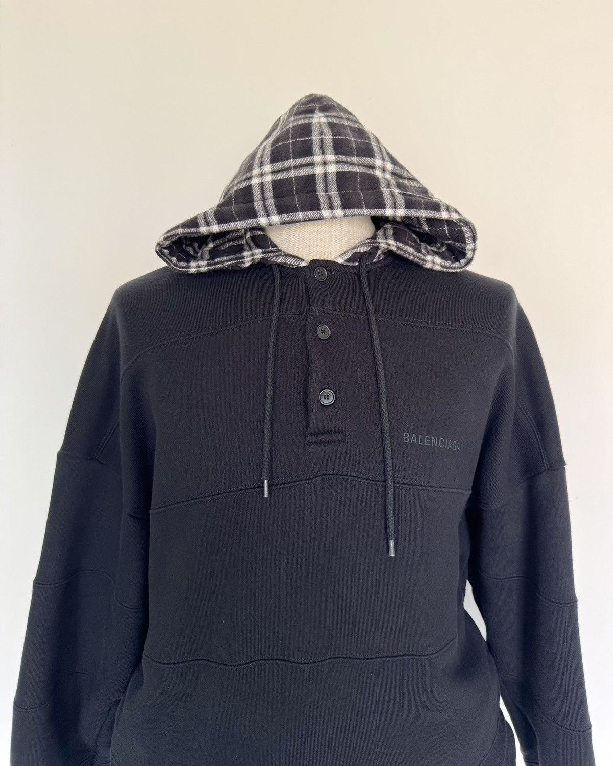 Balenciaga BALENCIAGA FW 18 Plaid Patchwork Hoodie Size US XS / EU 42 / 0 - 2 Thumbnail