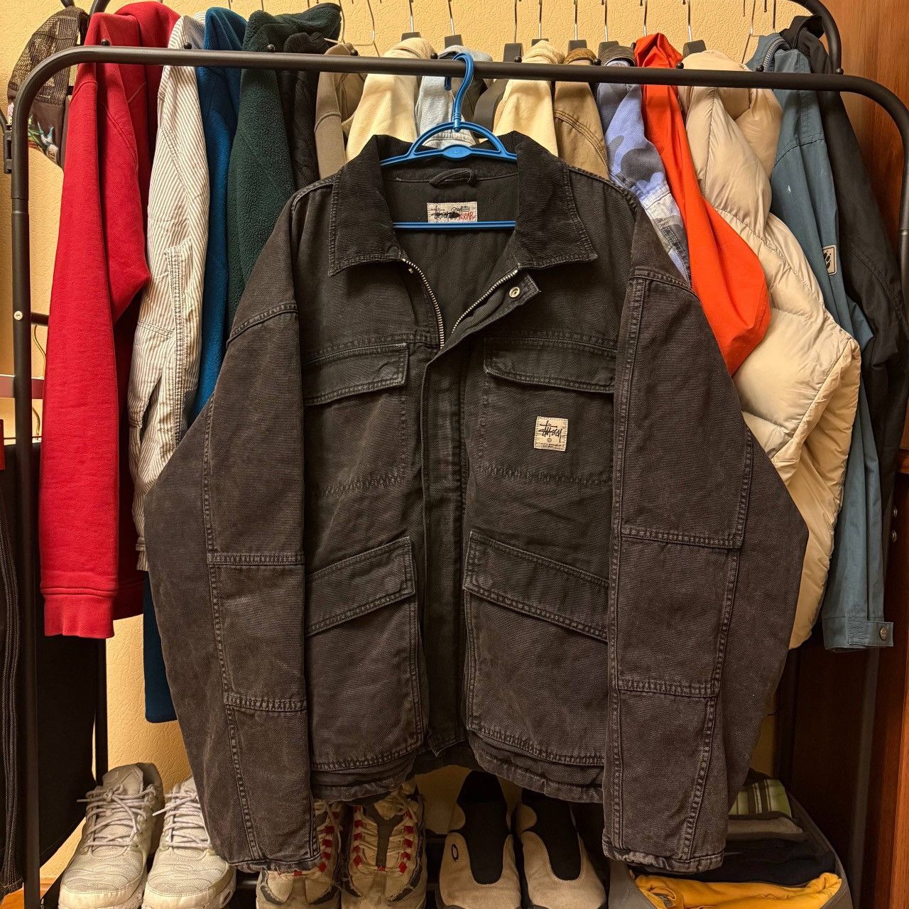 Stussy Stussy Washed Black Canvas Shop Jacket Size US XL / EU 56 / 4 - 2 Thumbnail