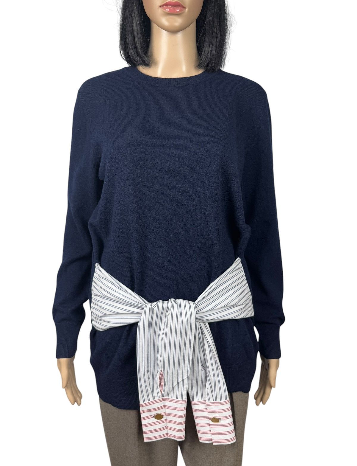 Sandro Sandro Suzanne Poplin-Trimmed Knit Sweater Wool-Cashmere 1 Size S / US 4 / IT 40 - 2 Thumbnail