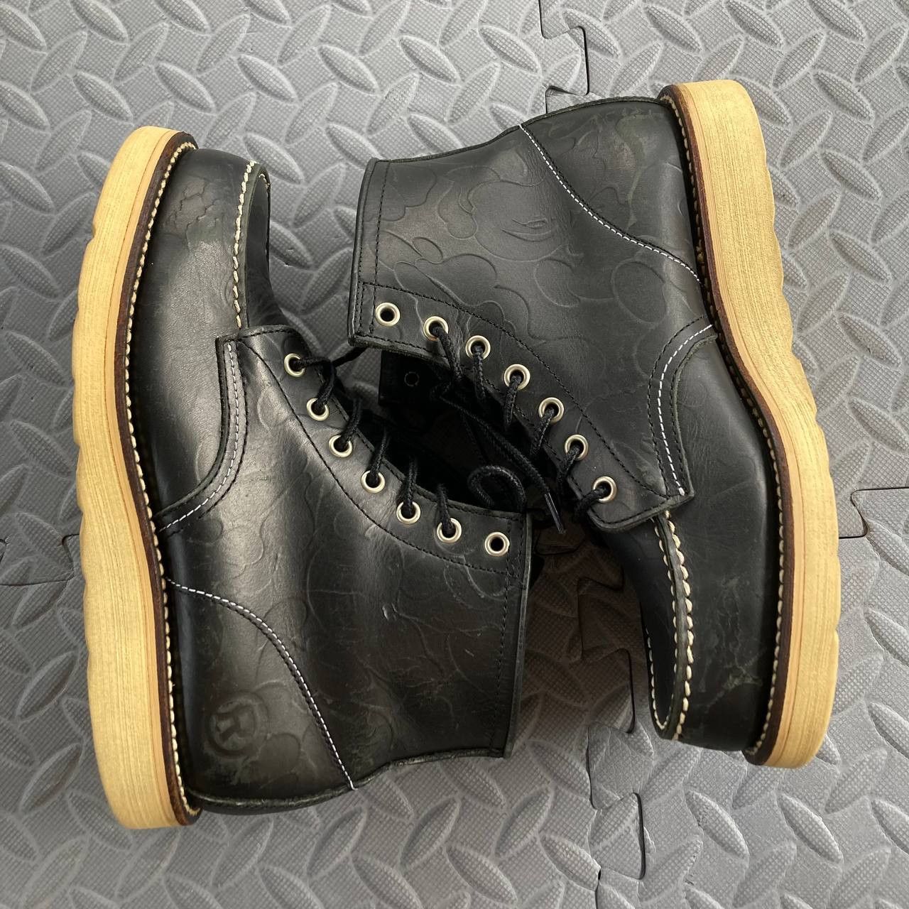 Bape 2009 Simple Soldier Black Camo Leather Boots Size US 7.5 / EU 40-41 - 5 Thumbnail
