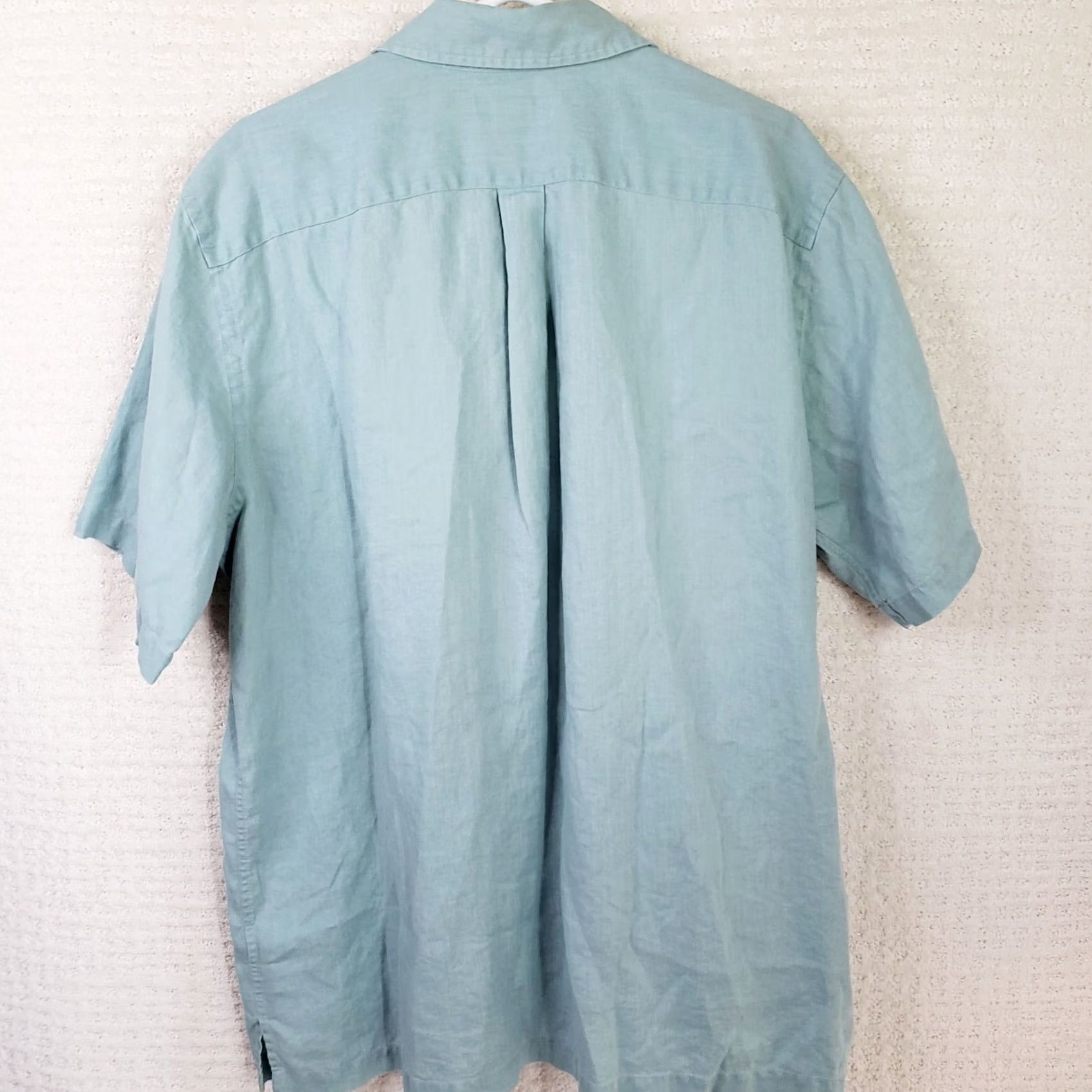 Lands' End Lands' End Shirt Mens L Mint Green 100% Linen Short Sleeve Button-Up Casual Summer Vintage Designer Shirts Mens Size US L / EU 52-54 / 3 - 6 Thumbnail