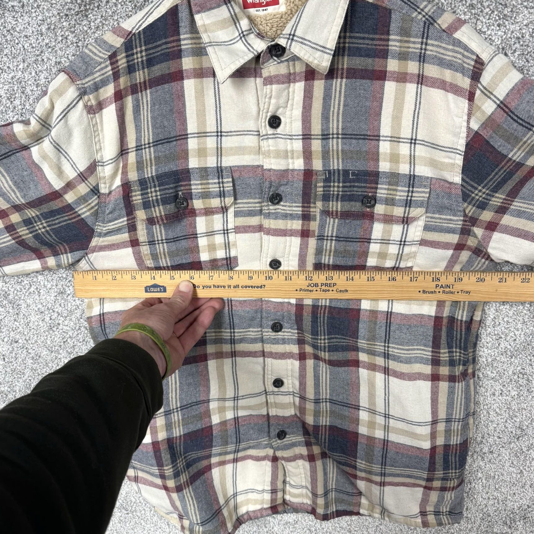 Wrangler Wrangler Shirt Jacket Shacket Plaid Cotton-Blend Flannel Sherpa Lined Puffer Style Men’s S Cream Blue Multicolor Casual Workwear Size US S / EU 44-46 / 1 - 4 Thumbnail
