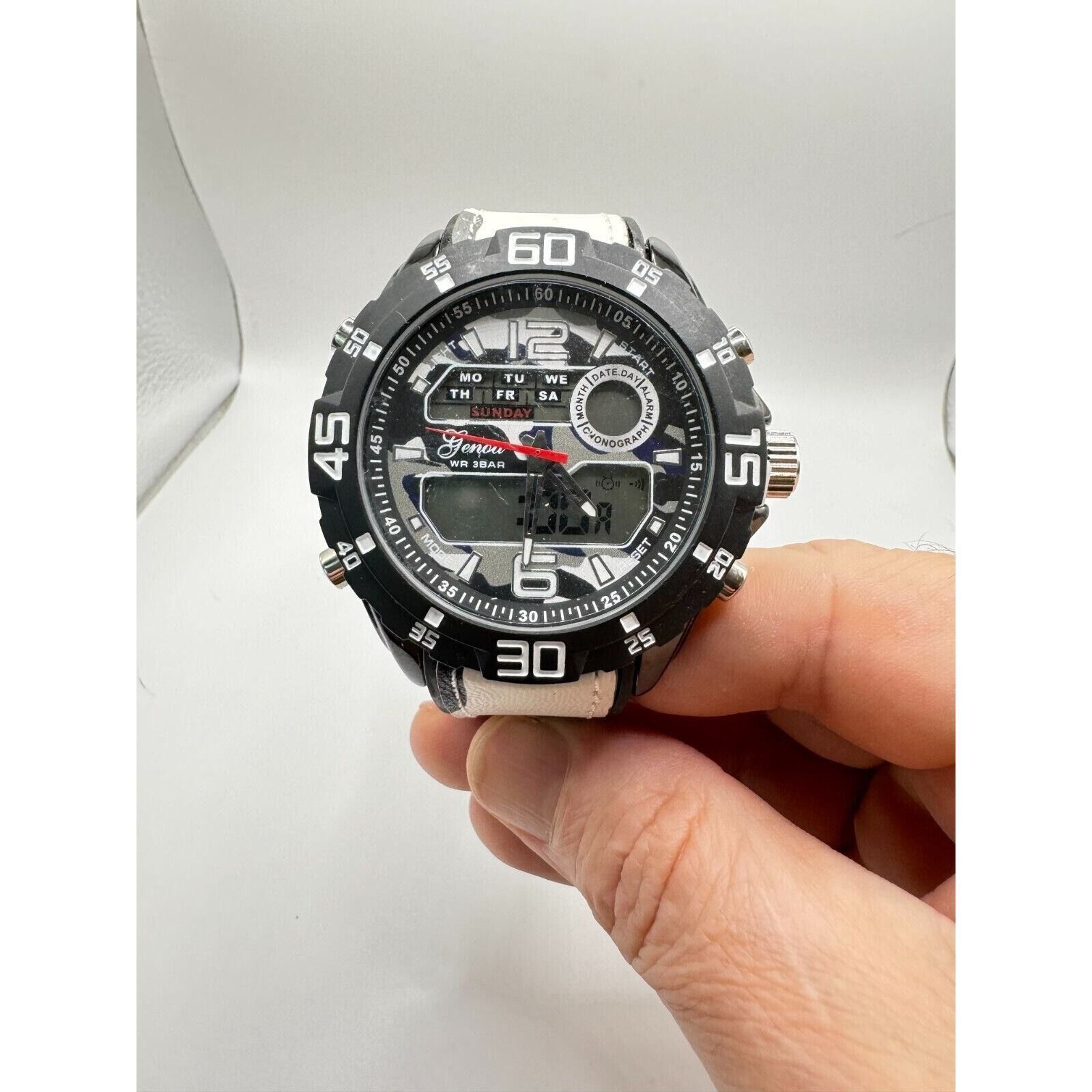 The Unbranded Brand Rare GENOA Japanese Electronic Movement Black Dial Watch Size ONE SIZE - 2 Thumbnail
