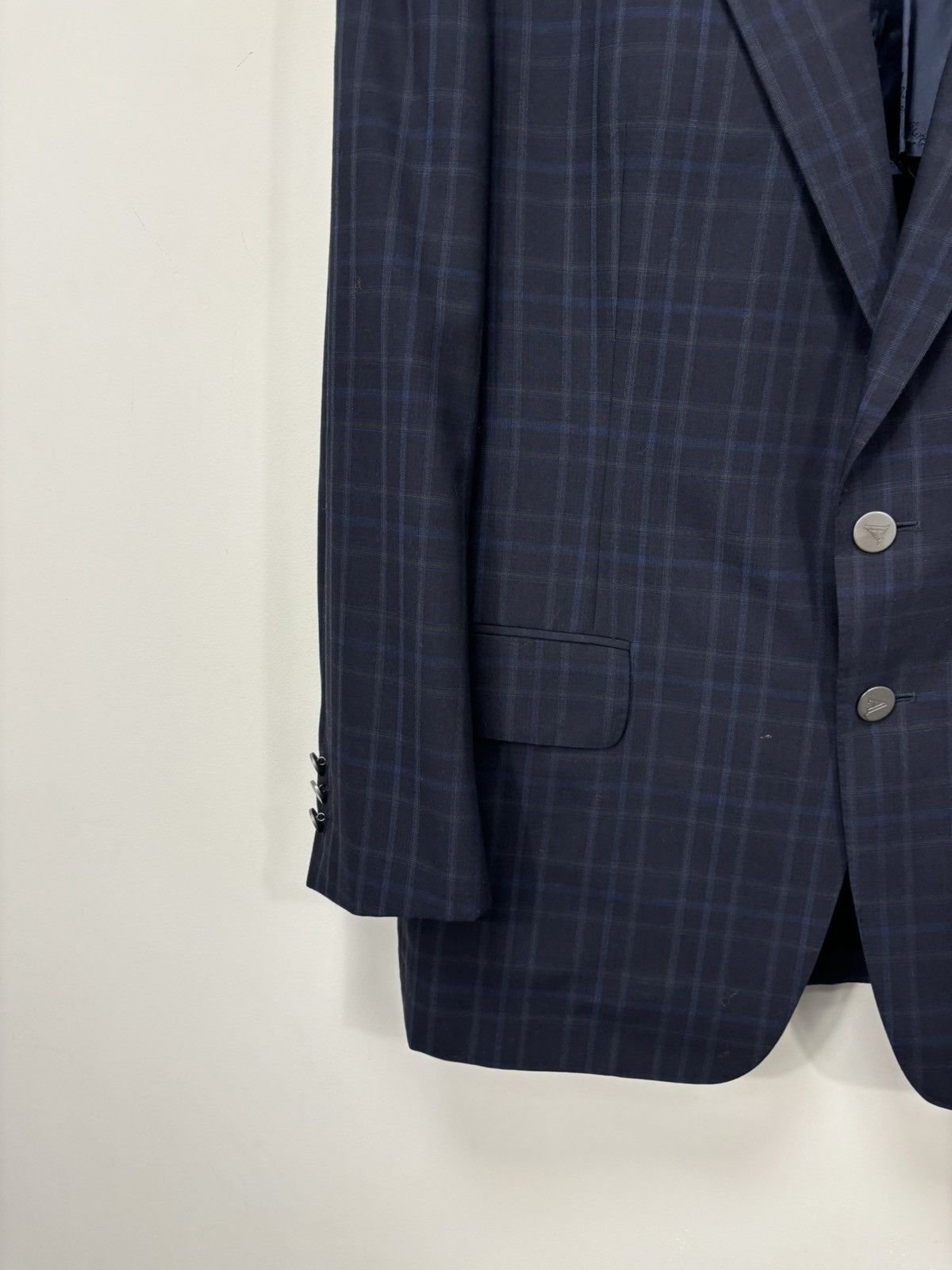 Aquascutum Aquascutum Men’s Windowpane Fine Worsted Wool Blazer Jacket Size 44R - 9 Thumbnail