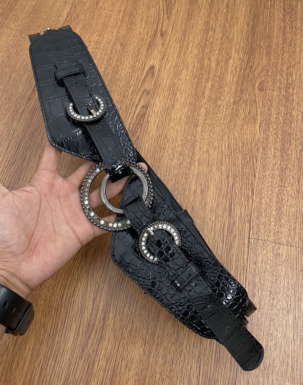 If Six Was Nine × Japanese Brand × Le Grande Bleu (L.G.B.) Black snakeskin crystal belt Size ONE SIZE - 3 Thumbnail