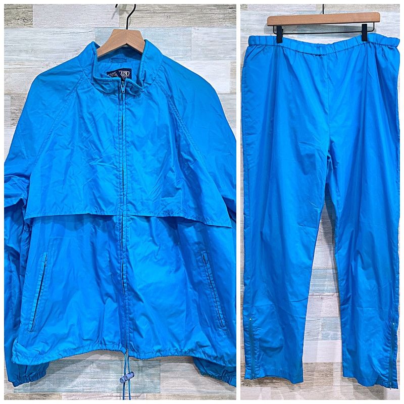 Lands' End Lands End Vintage 2 Piece Nylon Rain Tracksuit Set Blue Mens Size US XL / EU 56 / 4 - 1 Thumbnail
