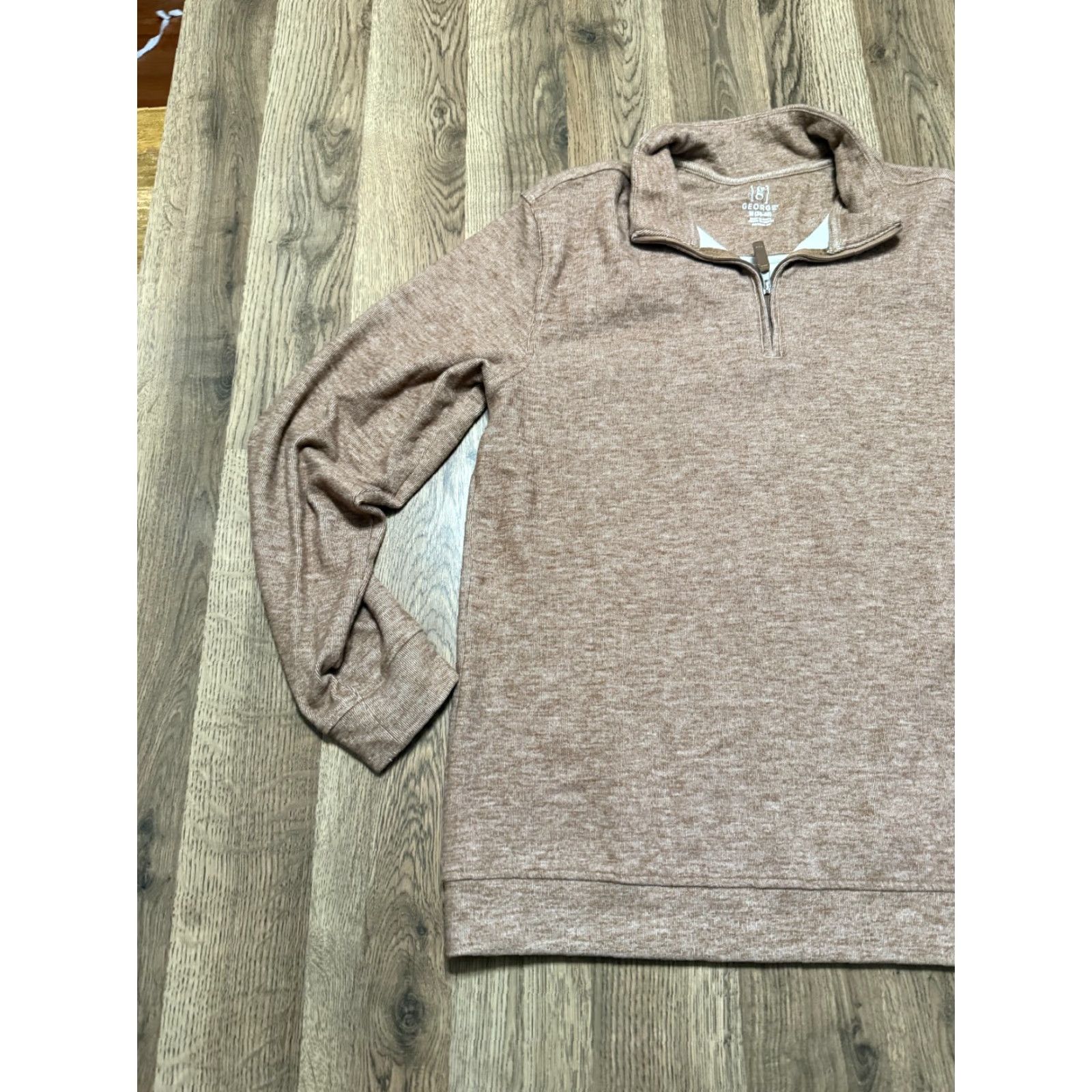 George George Sweater Mens Medium Brown Long Sleeve 1/4 Zipper Pullover Regular Knit Size US M / EU 48-50 / 2 - 3 Thumbnail