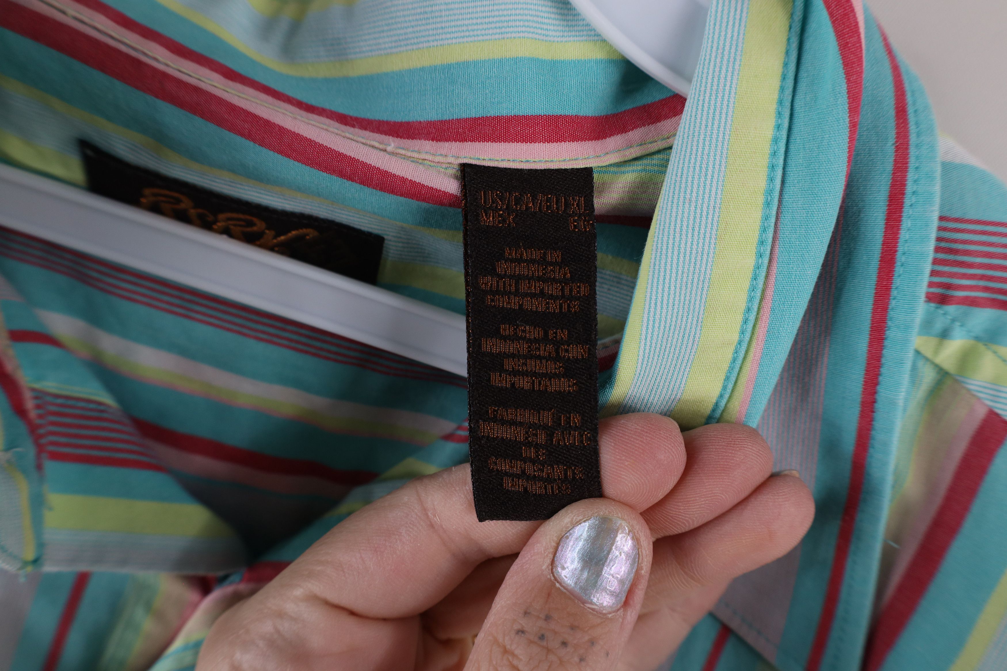 Vintage Vintage 90s Streetwear Rainbow Striped Collared Button Shirt Size US XL / EU 56 / 4 - 6 Thumbnail