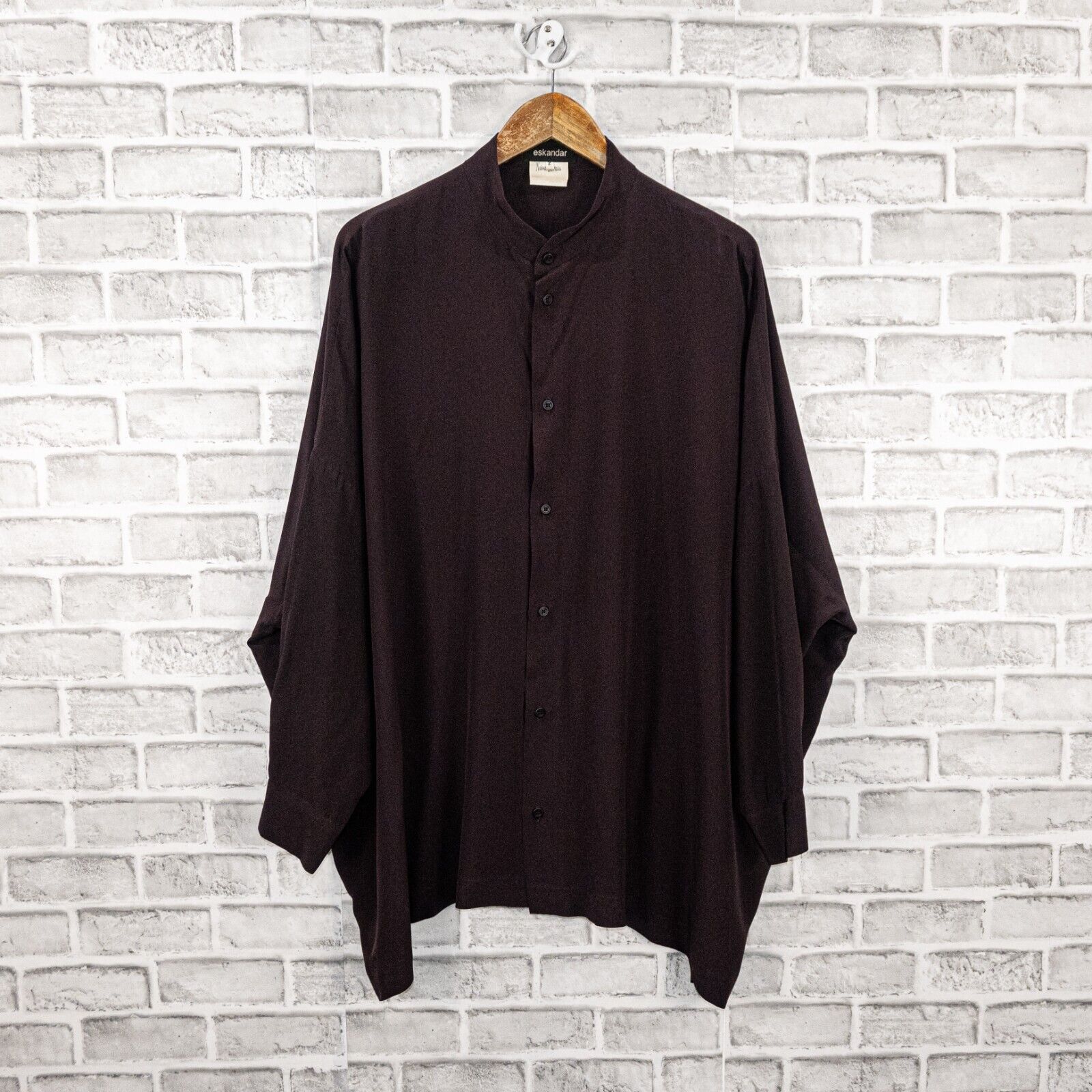 eskandar Eskandar Sz 2 100% Silk Purple Eggplant Boxy Oversize Blouse Size ONE SIZE - 3 Thumbnail