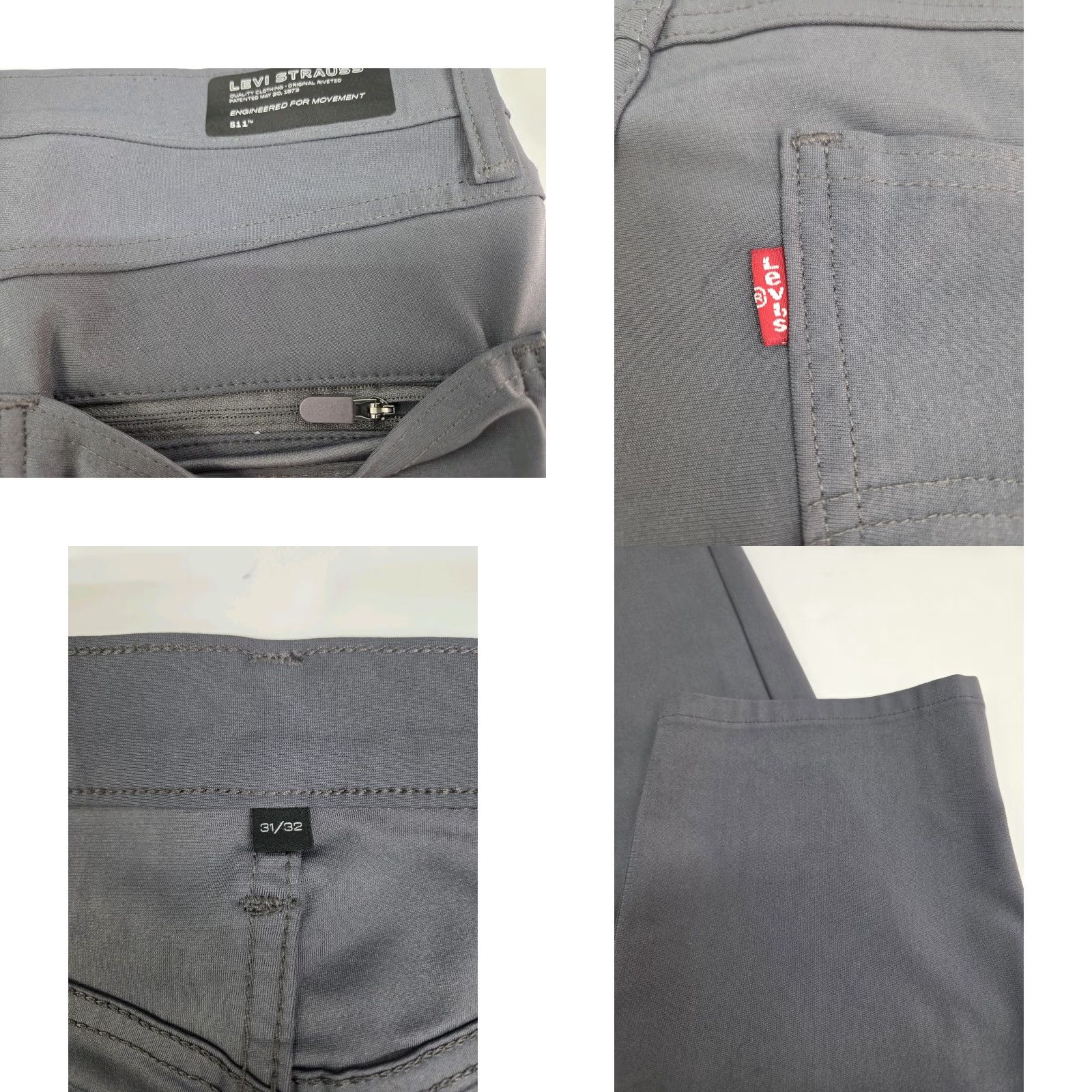 Levi's Levi's Mens 511 Slim Performance Tech Pants Grey 31/32 Slim Pockets Zip Back Pocket Lightweight Comfort 100% Polyester Regular Tapered Knit Size US 31 - 8 Thumbnail