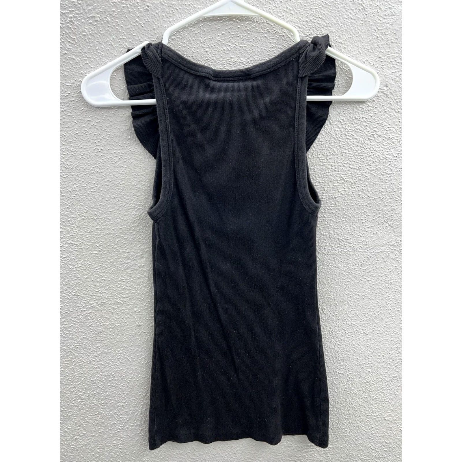 Vintage Womens Attention Tank Top Black Sleeveless Ruffled Arm Small Tank Top Obvious Minimalist Summer Casual Shirt Womens Size S / US 4 / IT 40 - 6 Thumbnail