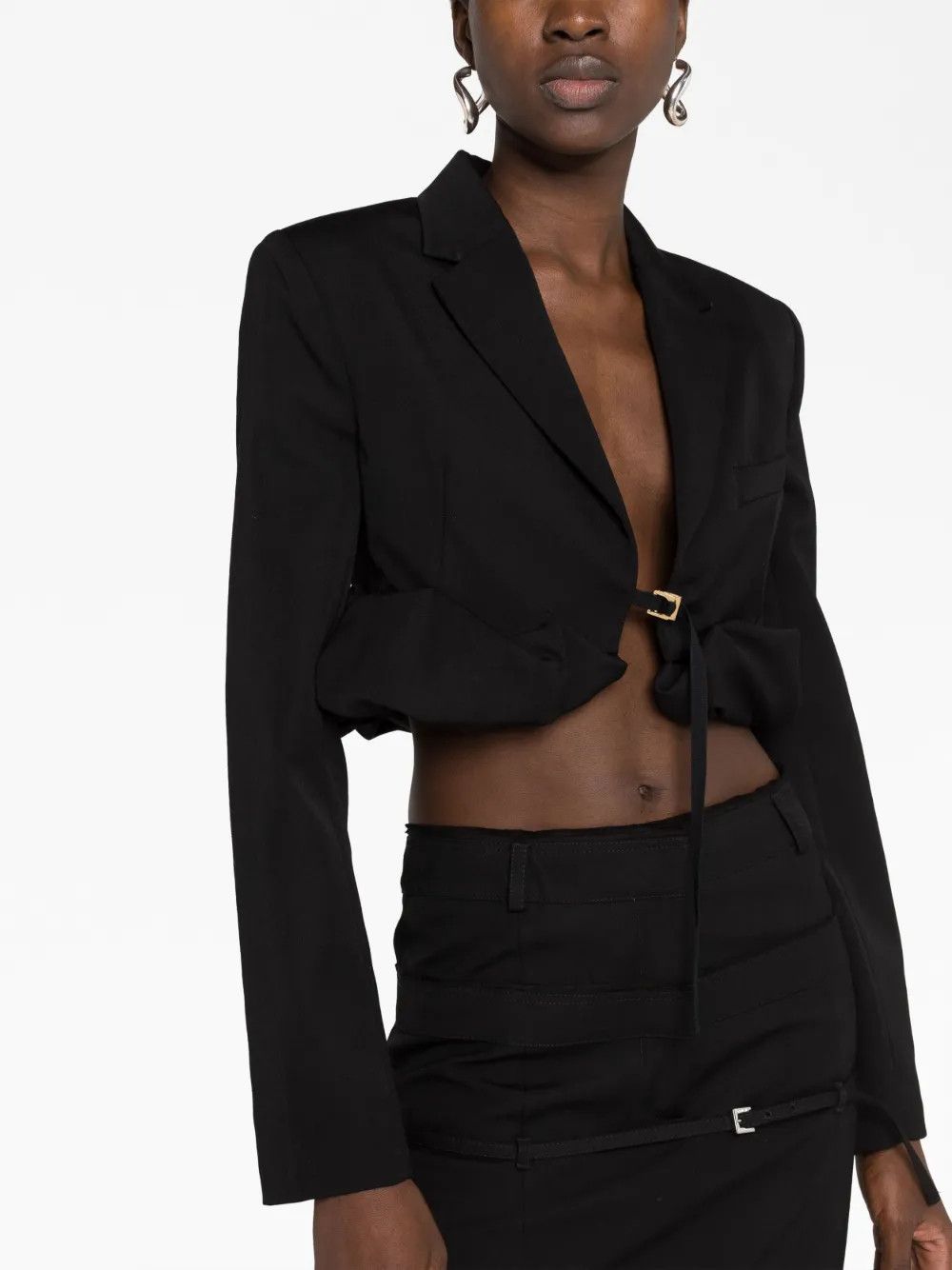 Jacquemus o1mle0325 La Veste Croissant Cropped Blazer in Black Size M / US 6-8 / IT 42-44 - 5 Thumbnail