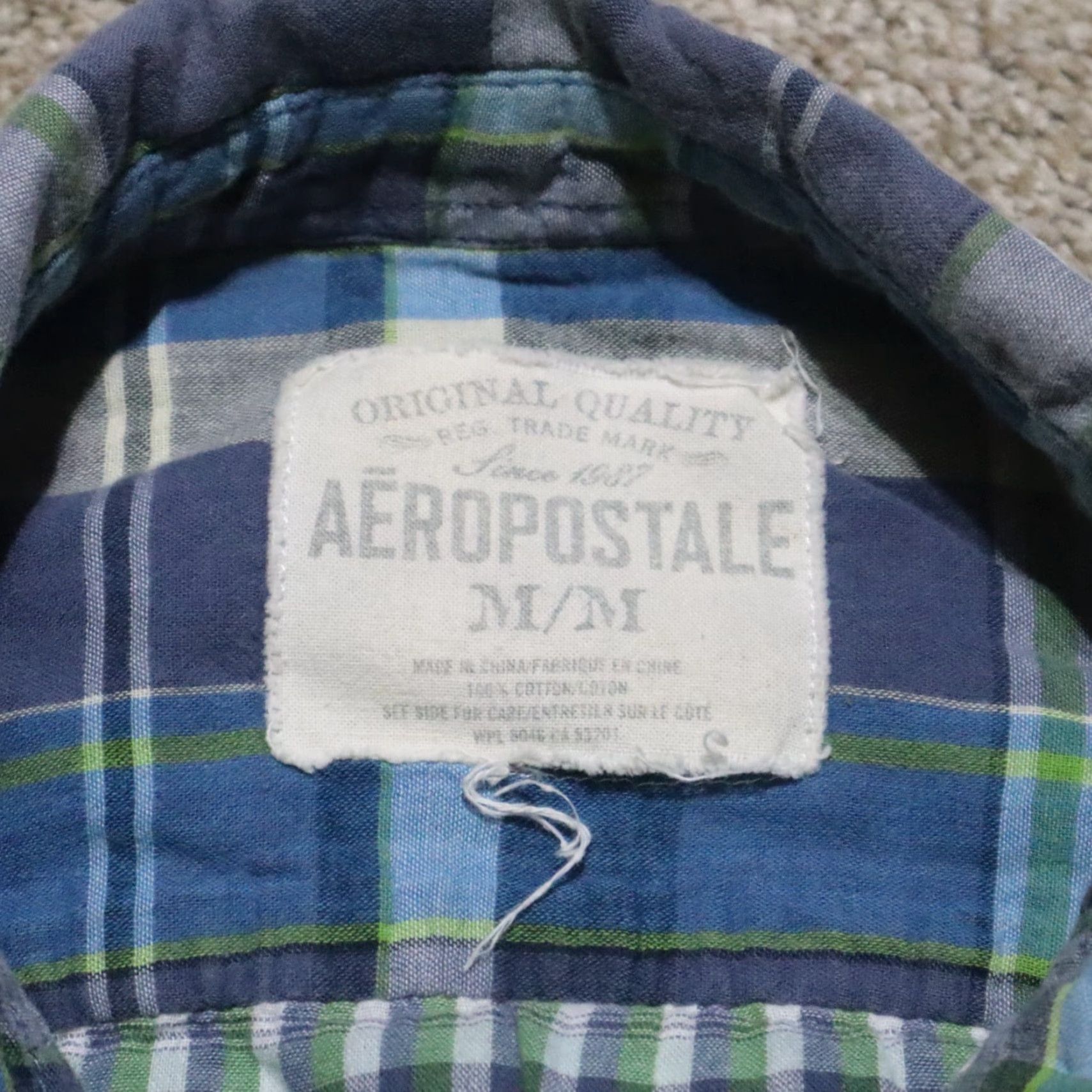 Aeropostale Aeropostale Shirt Plaid Long Sleeve Button-Down, Blue, Size M, Women, Fall Pattern Cotton Size M / US 6-8 / IT 42-44 - 3 Thumbnail