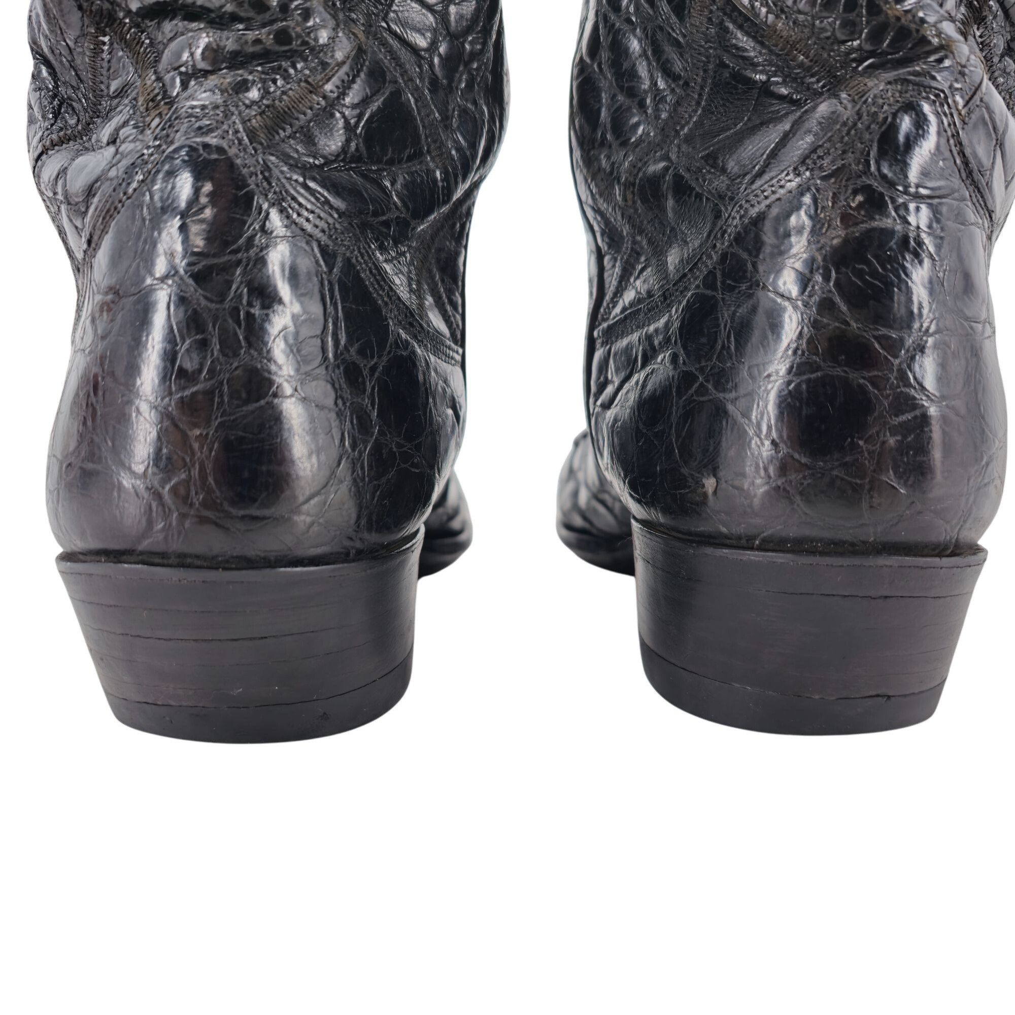 Tony Lama Vintage 1950s Full Alligator Tony Lama Men 8D Black Leather Size US 8 / EU 41 - 10 Thumbnail