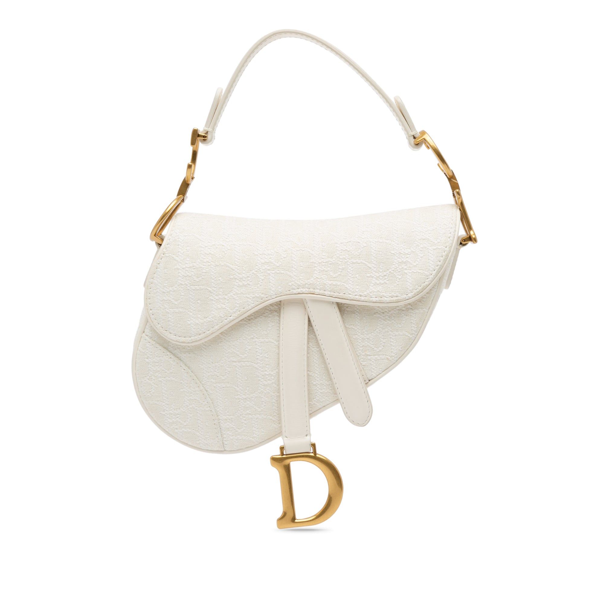 Dior Dior Mini Oblique Canvas Saddle Bag White Size ONE SIZE - 1 Thumbnail