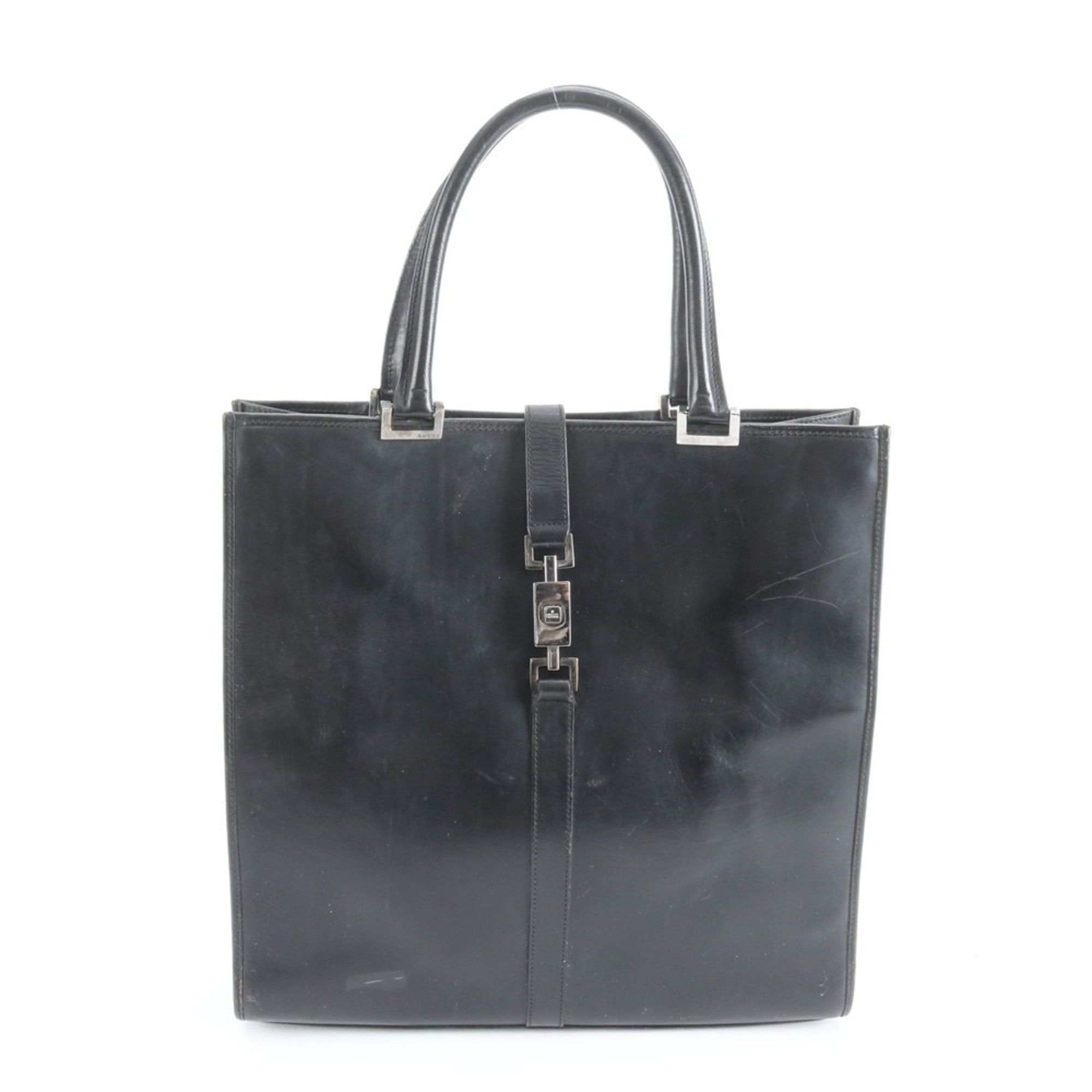 Gucci Jackie 002 1064 Leather Tote Bag Shoulder Handbag Black Women's