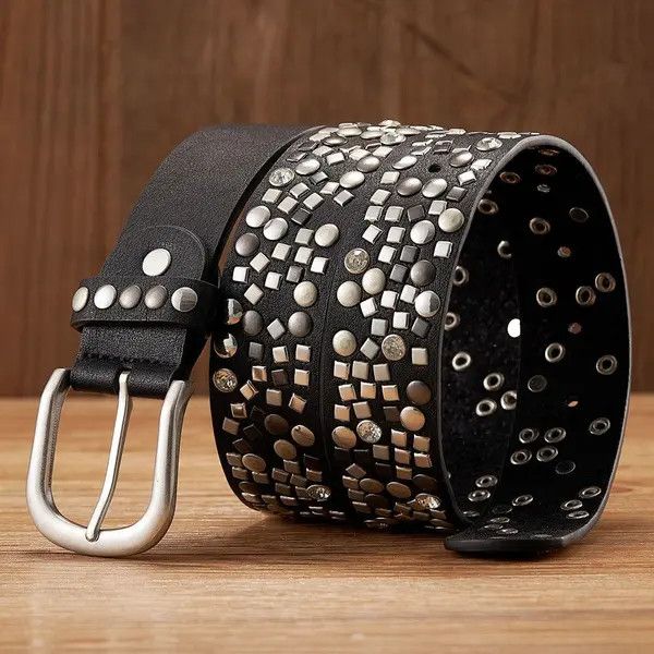 Japanese Brand PU Leather Rhinestone Studded Belt Size ONE SIZE - 2 Thumbnail