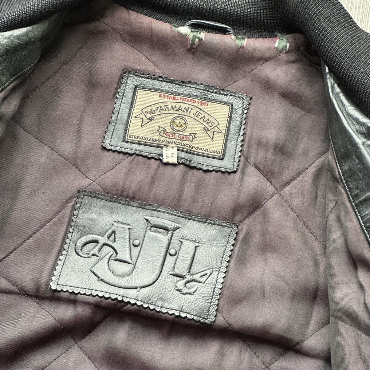 Armani × Vintage Armani Leather Bomber Jacket | Grailed