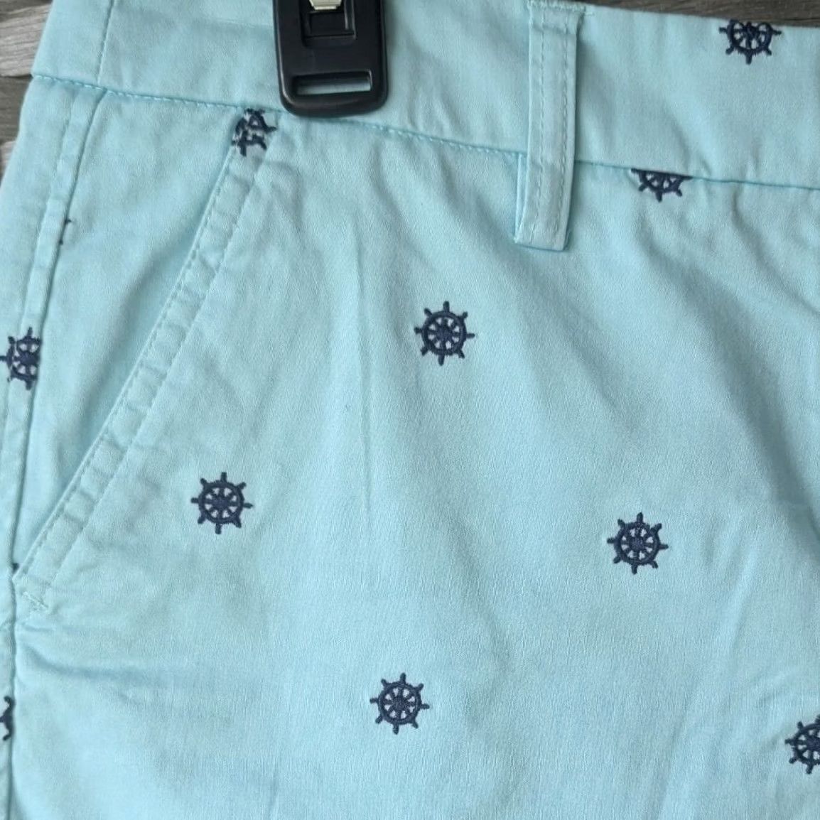 AQUA Pastel Aqua Blue Nautical Ship Wheel Embroidered Shorts Womens 8 Preppy Coastal Size 30" / US 8 / IT 44 - 2 Thumbnail
