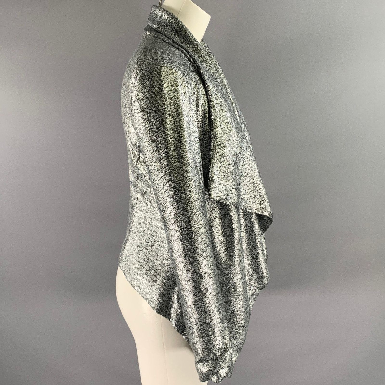 Donna Karan DONNA KARAN Grey Silver Sequin Polyester Viscose Jacket Size M / US 6-8 / IT 42-44 - 3 Thumbnail