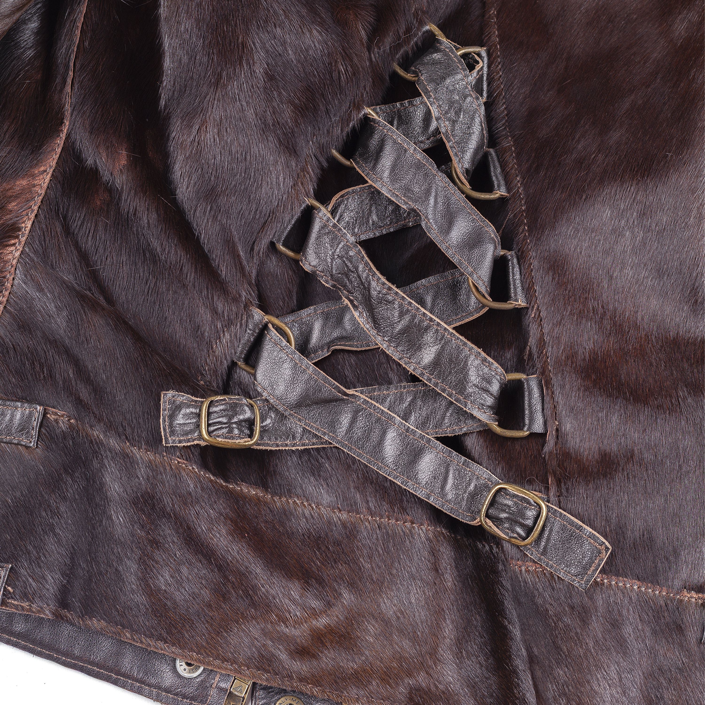 Versace Jeans Couture Versace Dark Brown Pony Hair Lace-Back Bomber Jacket Size S / US 4 / IT 40 - 4 Thumbnail