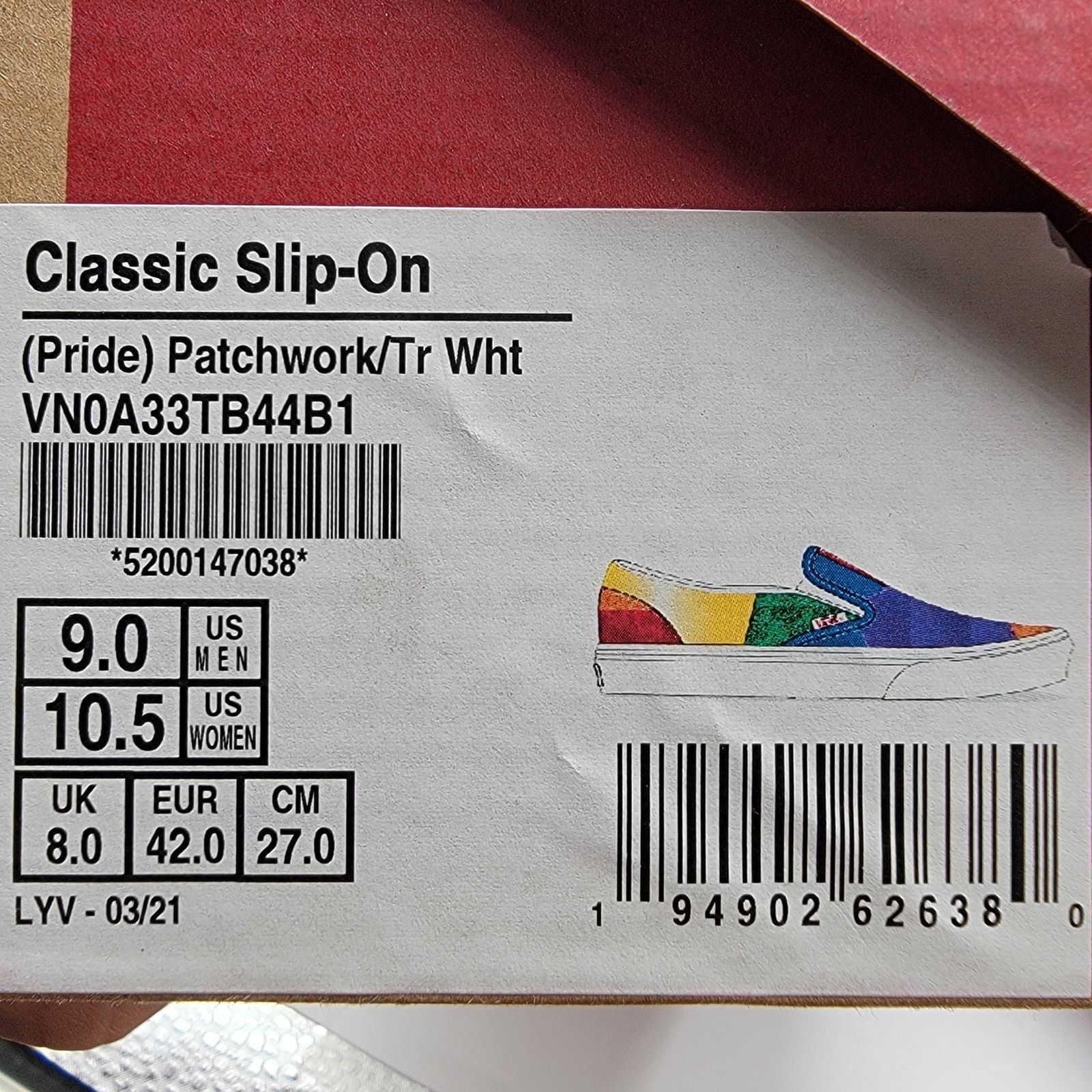 Vans Vans Classic SlipOn Pride Patchwork Sz 9M/10.5W VN0A33TB44B1 Size US 9 / EU 42 - 8 Thumbnail