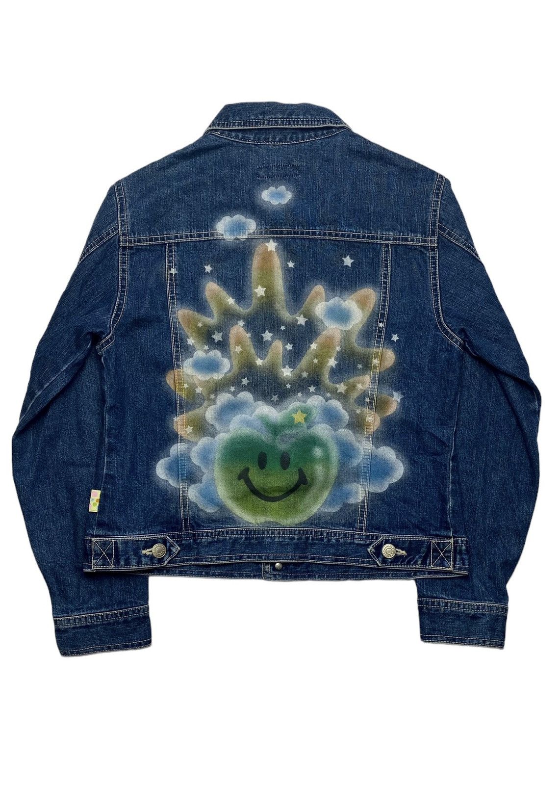 Angel Blue 2000s Angel Blue - Printed Spray Apple Denim Jacket Size M / US 6-8 / IT 42-44 - 4 Thumbnail