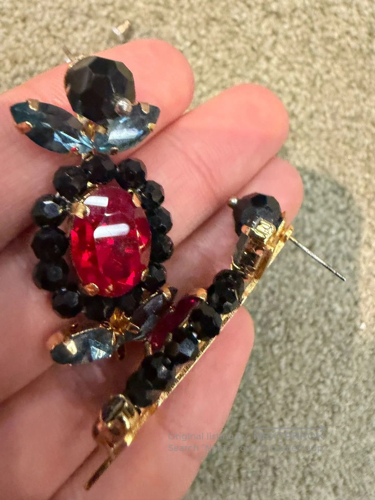 Simone Rocha Simone Rocha Small Flower Ruby Earrings. Size ONE SIZE - 4 Thumbnail