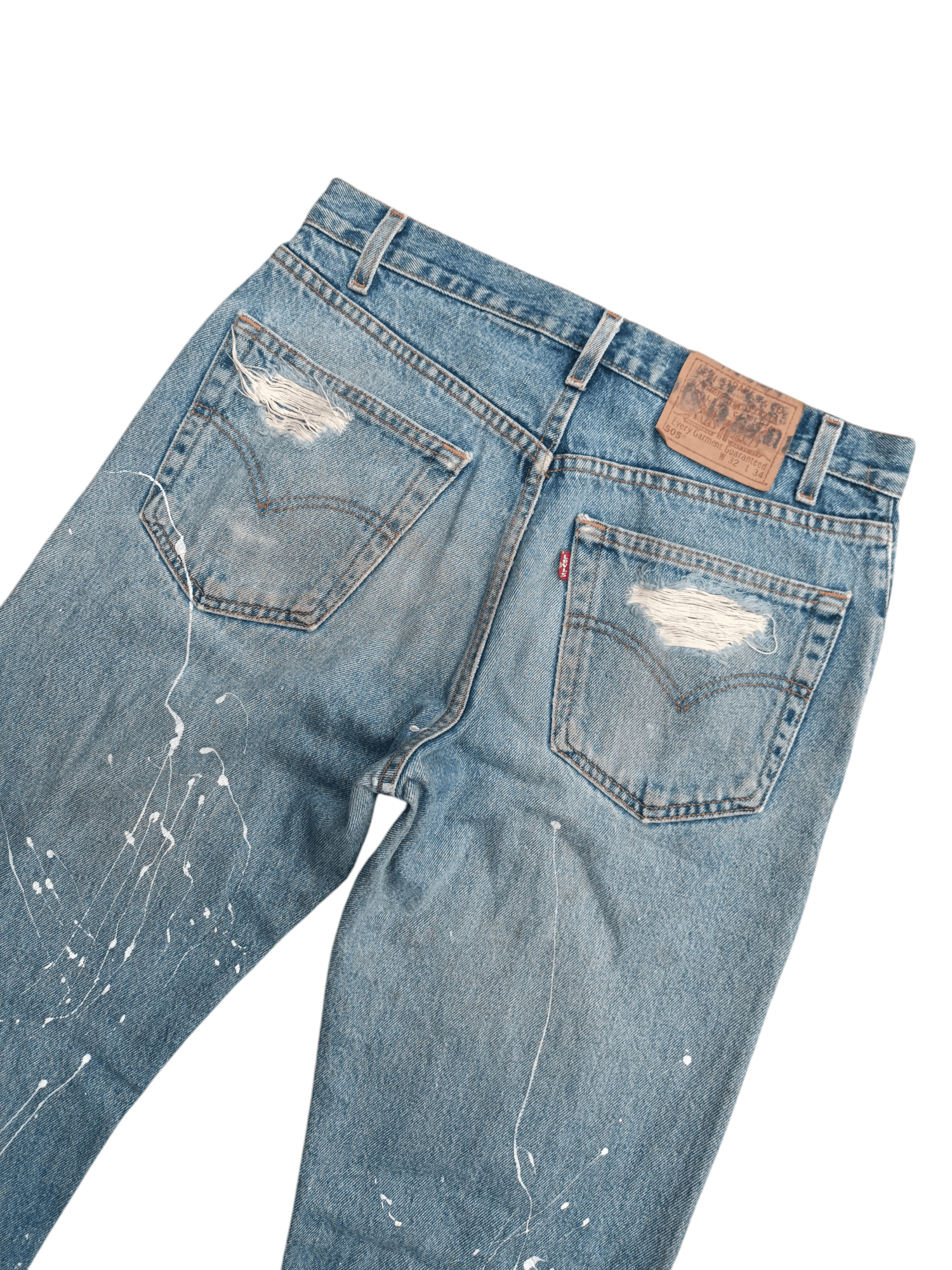Levi's × Vintage Y2K Levis 505 Regular Straight Cut Distressed Splatter Denim Size US 32 / EU 48 - 15 Thumbnail