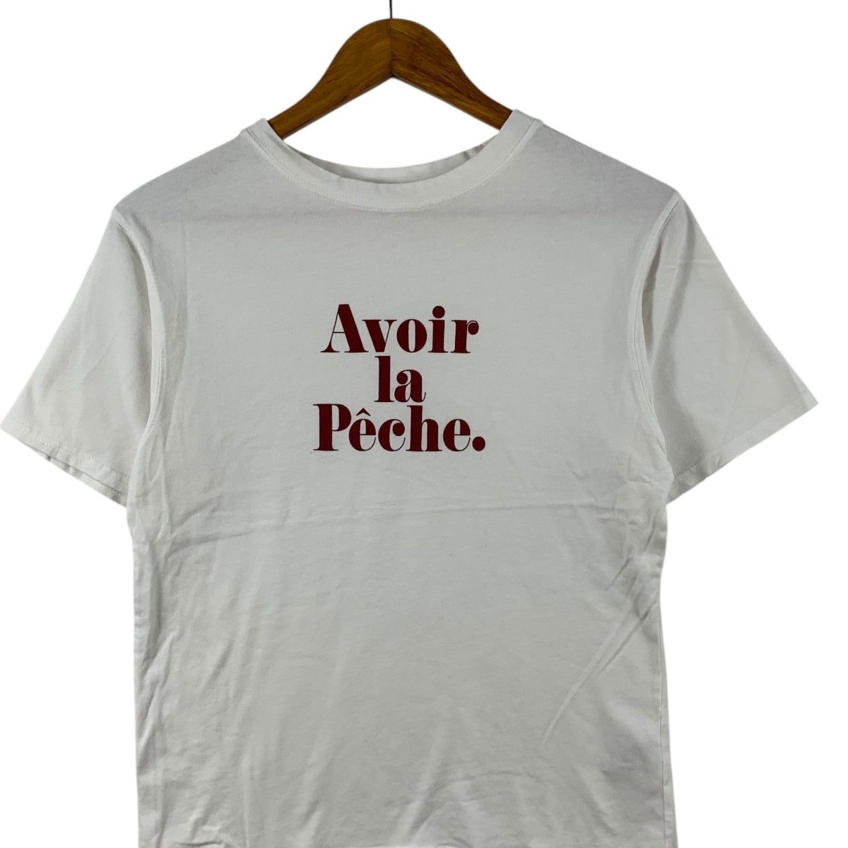 Vintage AVOIR LA PECHE Paris France Slang Full With Spirit Tee Size S / US 4 / IT 40 - 3 Thumbnail