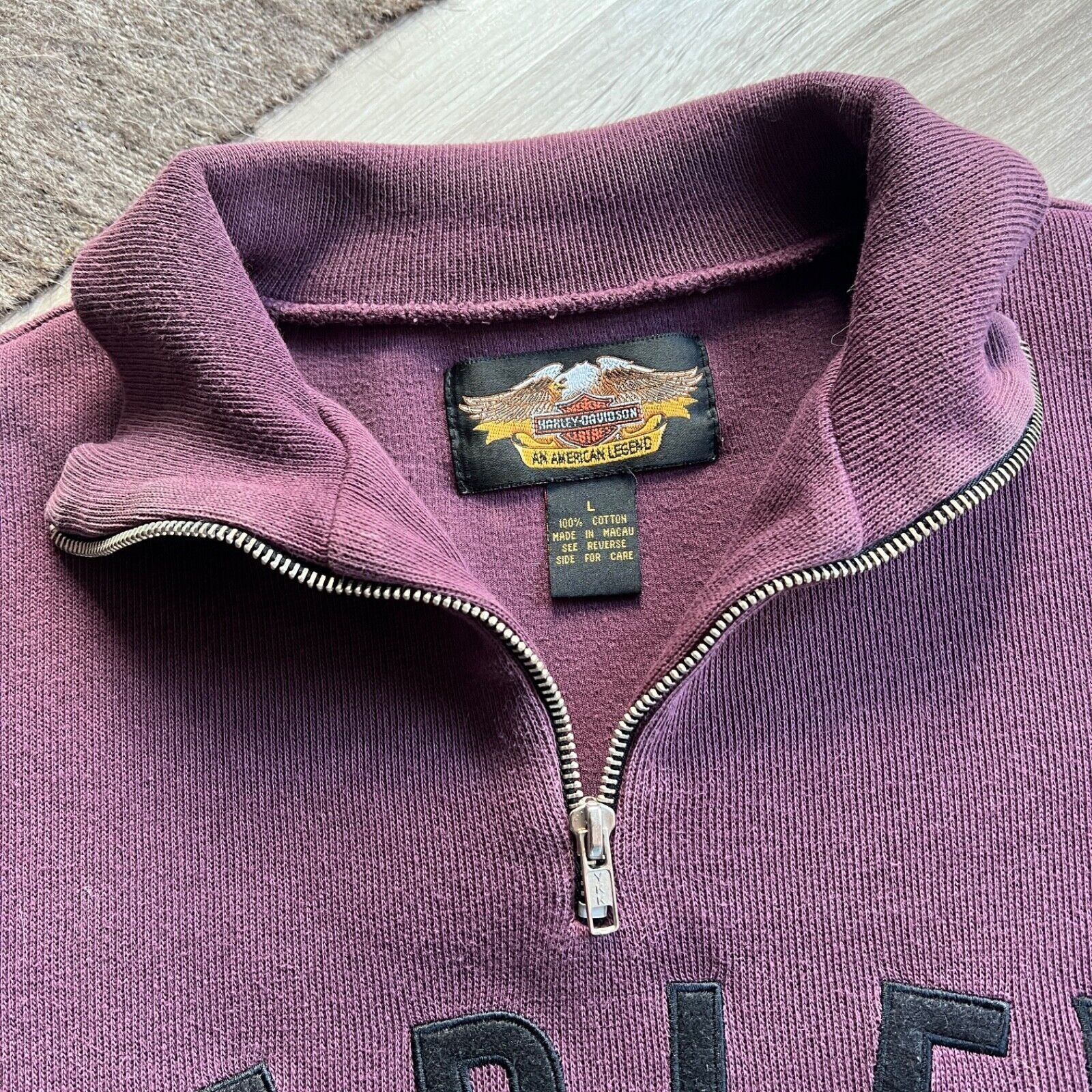 Harley Davidson Harley Davidson Big Logo Cotton Half 1/4 Zip Sweatshirt 8917 Size L / US 10 / IT 46 - 2 Thumbnail