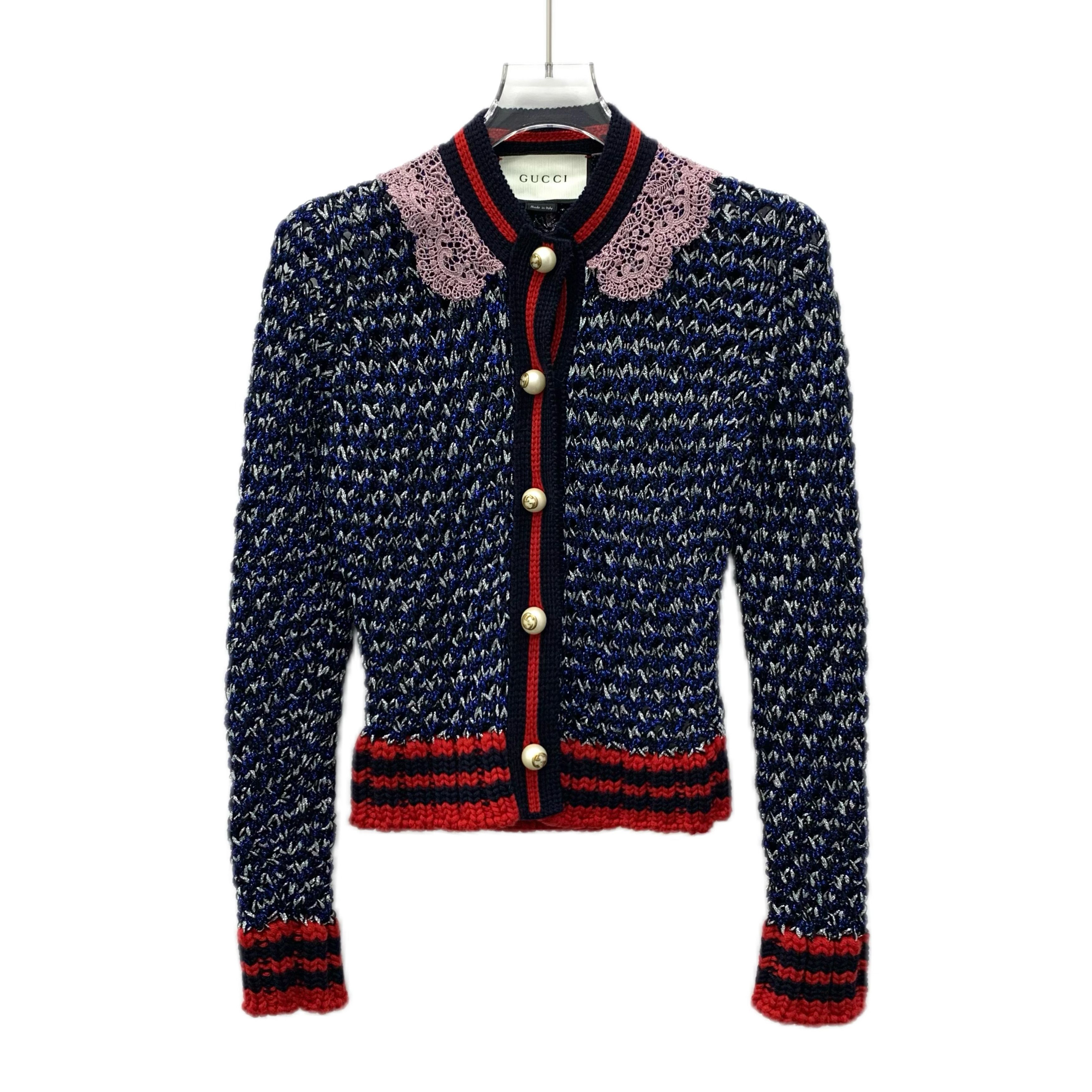 Gucci Gucci Navy Striped Button Cotton Knit Cardigan (Size XS) Size XS / US 0-2 / IT 36-38 - 1 Thumbnail