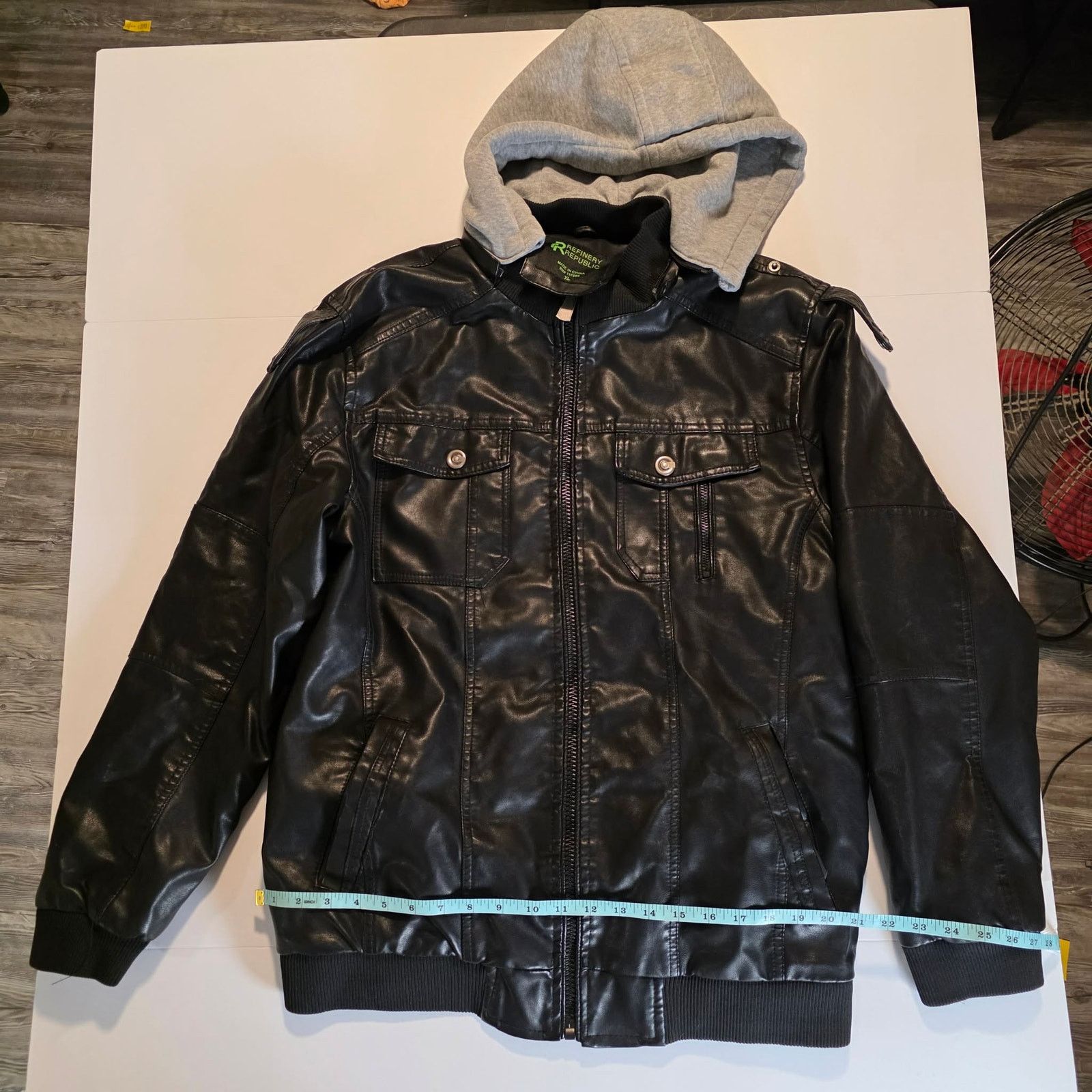 Other Refinery Republic Faux Leather Jacket – XL – Grey Hooded Size XL / US 12-14 / IT 48-50 - 2 Thumbnail