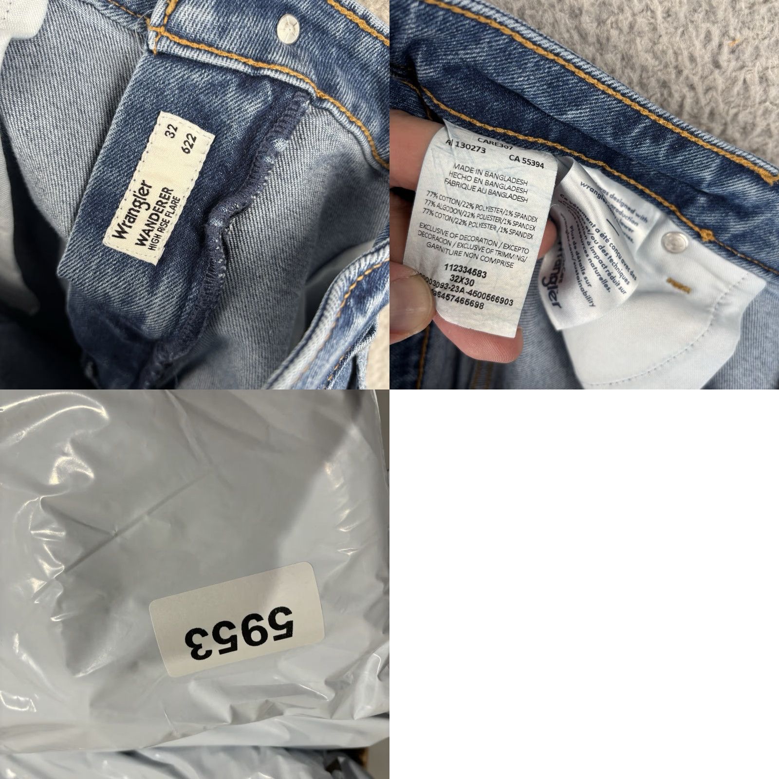 Wrangler Wrangler Women Wanderer 622 Denim Jeans 36x29 High Rise Flare Wide Leg Blue Jeans Size 25" / US 0 / IT 36 - 8 Thumbnail