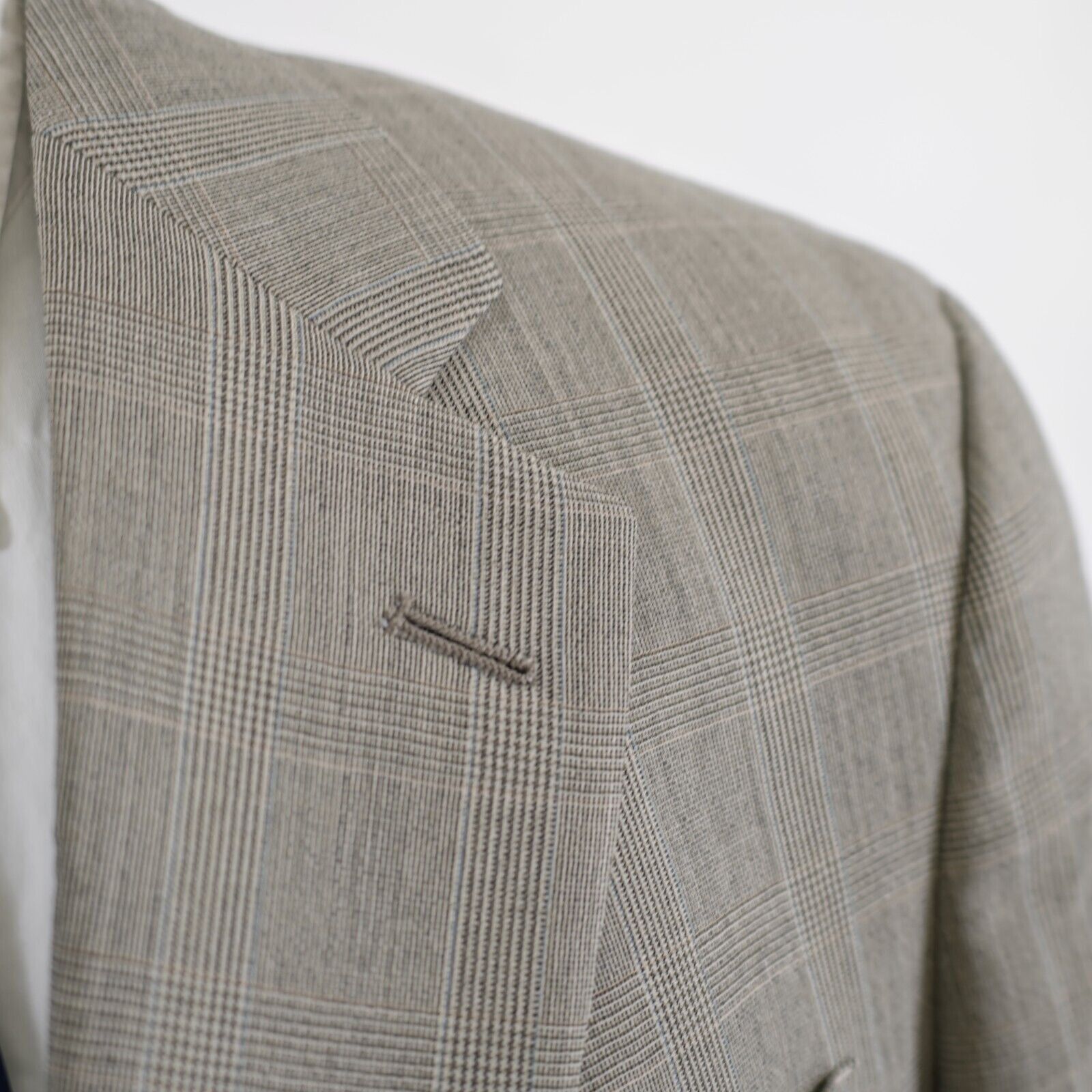 Tommy Hilfiger Tommy Hilfiger Worsted Wool Tan Plaid W/ Blue Windowpane 40R Size 40R - 2 Thumbnail