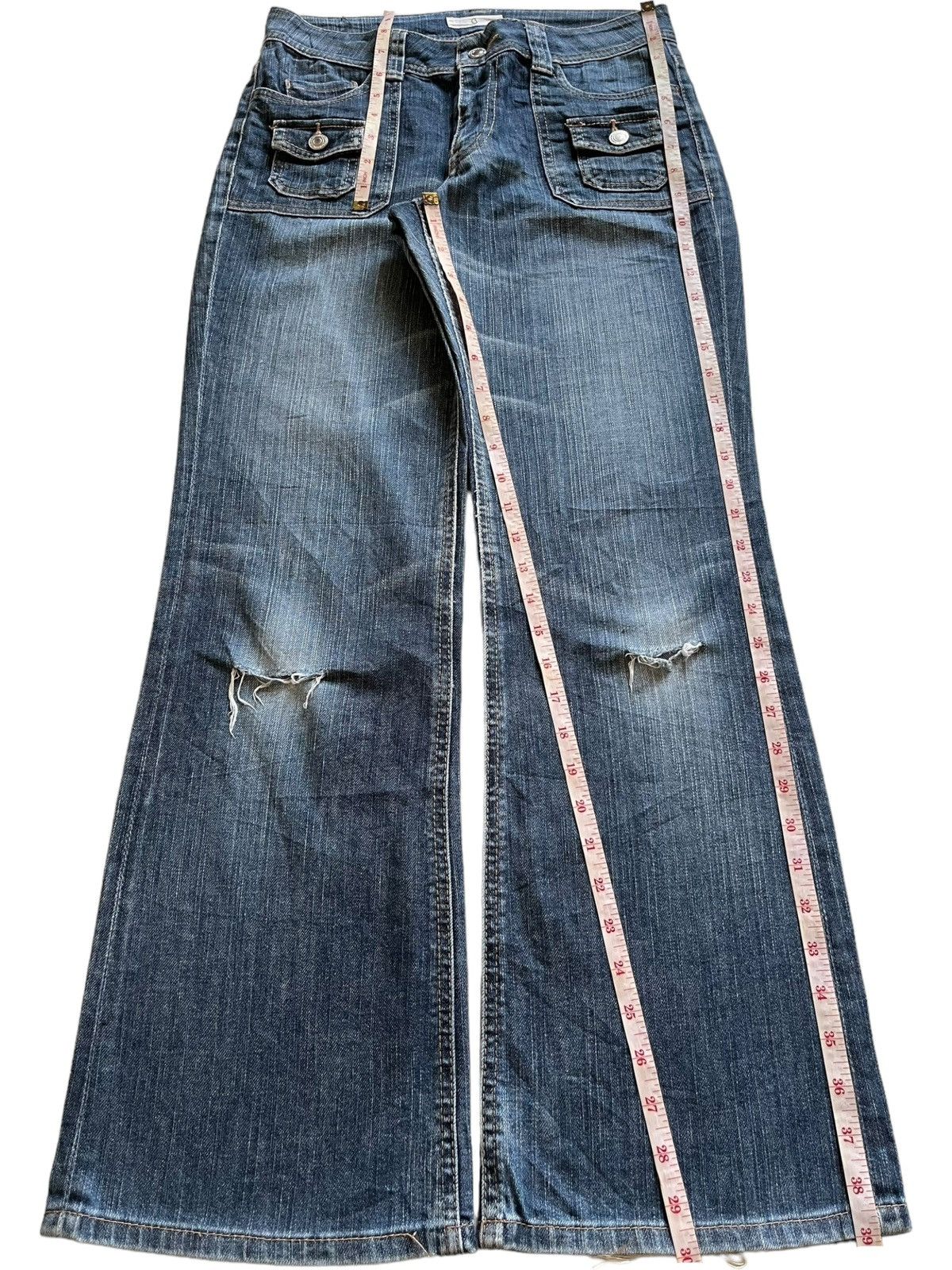 Japanese Brand Vintage Japanese Brand Blue Wash Bush Pant Flare Jeans Size 29" - 12 Thumbnail
