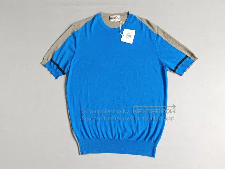 Hermes Hermes Men's color-blocked short-sleeve knit sweater, 100% Size US M / EU 48-50 / 2 - 1 Thumbnail