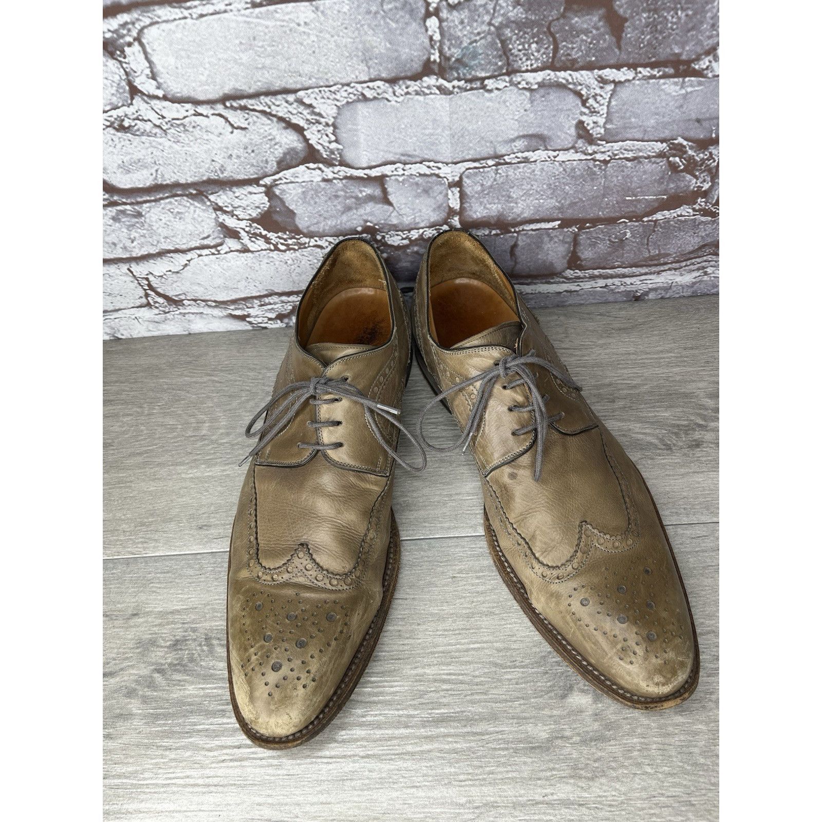 Magnanni MAGNANNI Gray Leather Brogue Wingtip Derby Lace Dress Shoes Size US 11 / EU 44 - 2 Thumbnail